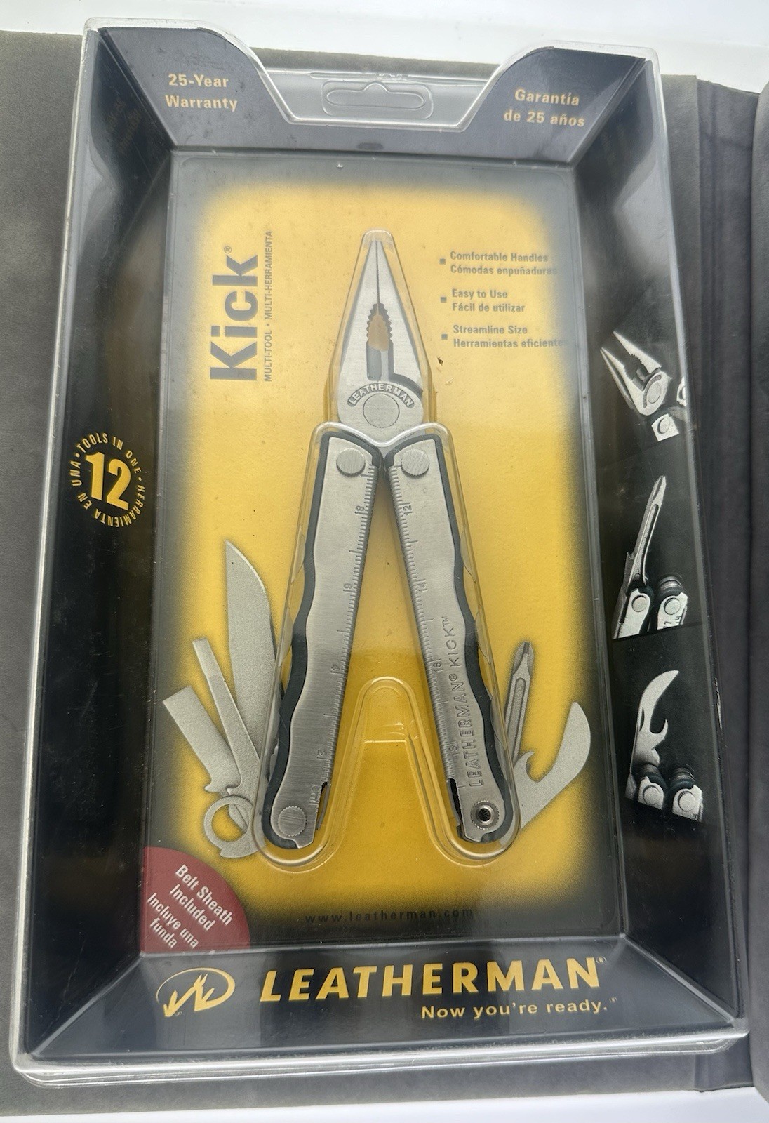 Rare Retired 2006 Leatherman Kick Multi-Tool w/ Leather Sheath New Blister Pack