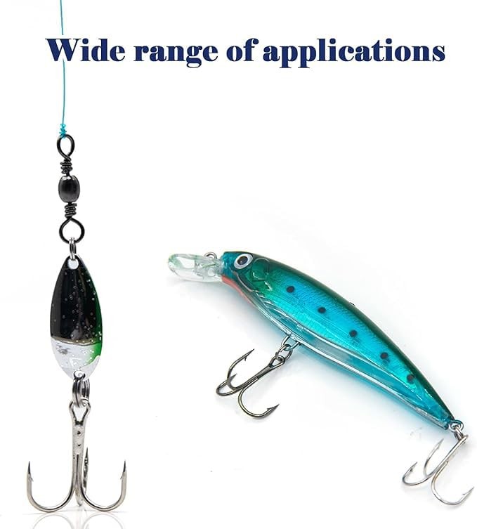 Fishing Treble Hooks & Split Rings Kit 210pcs Mixed Treble Hooks Size 2/4/6/8...
