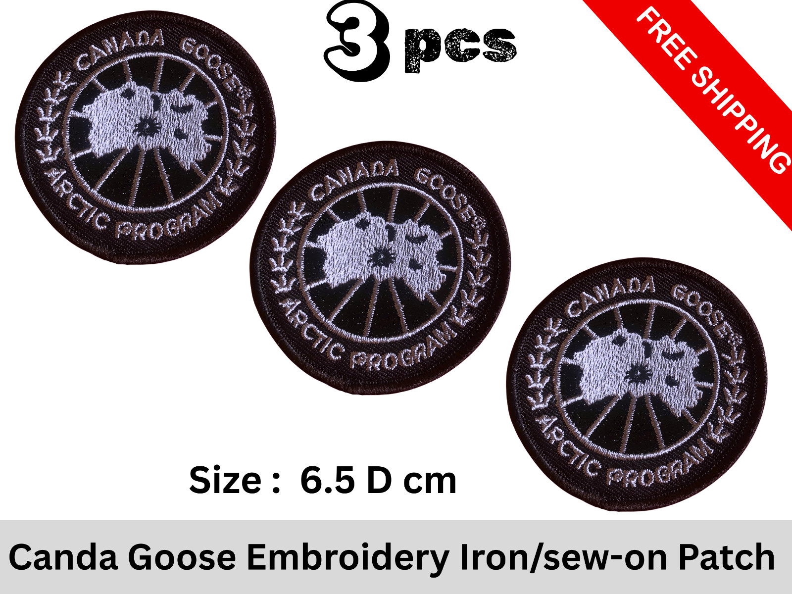 3pc Arctic Program Patch 10cm Black Gray Iron On Sew On Badge Jacket AppliqueDYI