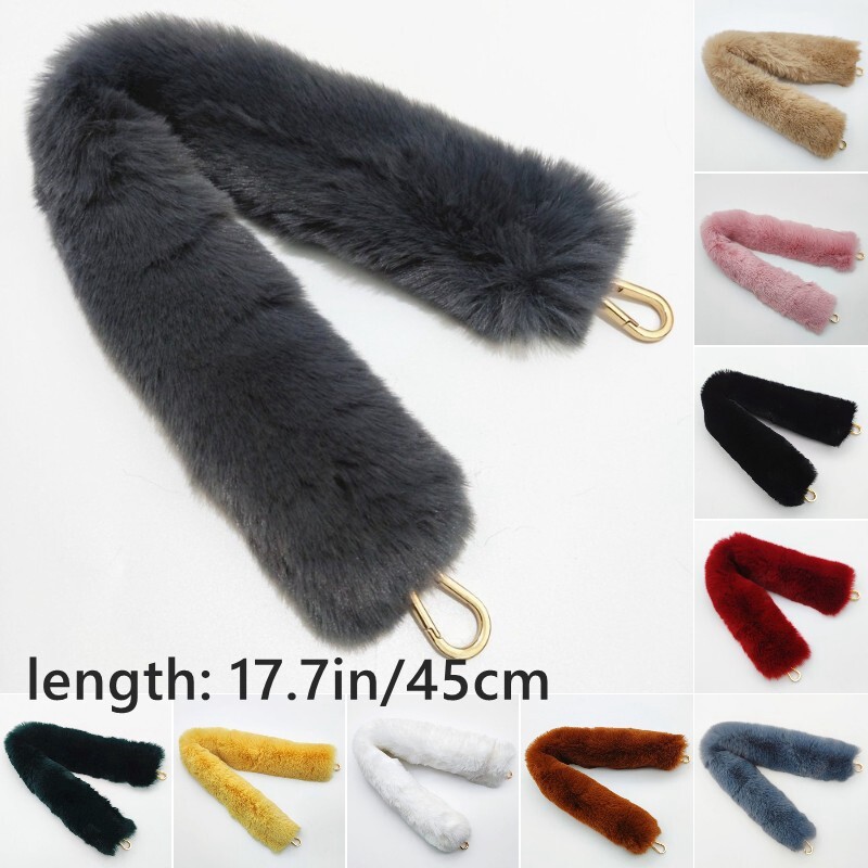 1X 45cm Short Replacement Bag Strap Belt Faux Fur Handbag Handle Accessories