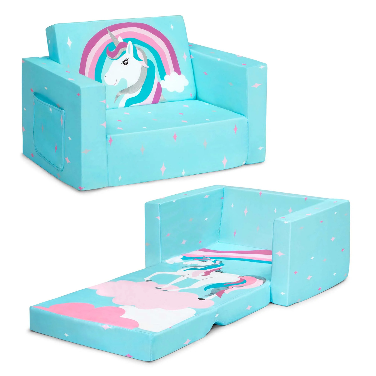 KIDS FLIP OUT CHAIRS 2-In-1 Convertible Chair to Lounger Choose Your Color
