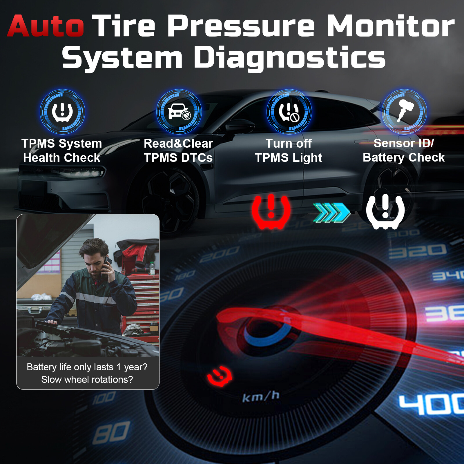 XTOOL TP150 TPMS Program TS100*4 Relearn Reset Activate Universal Tire Sensor