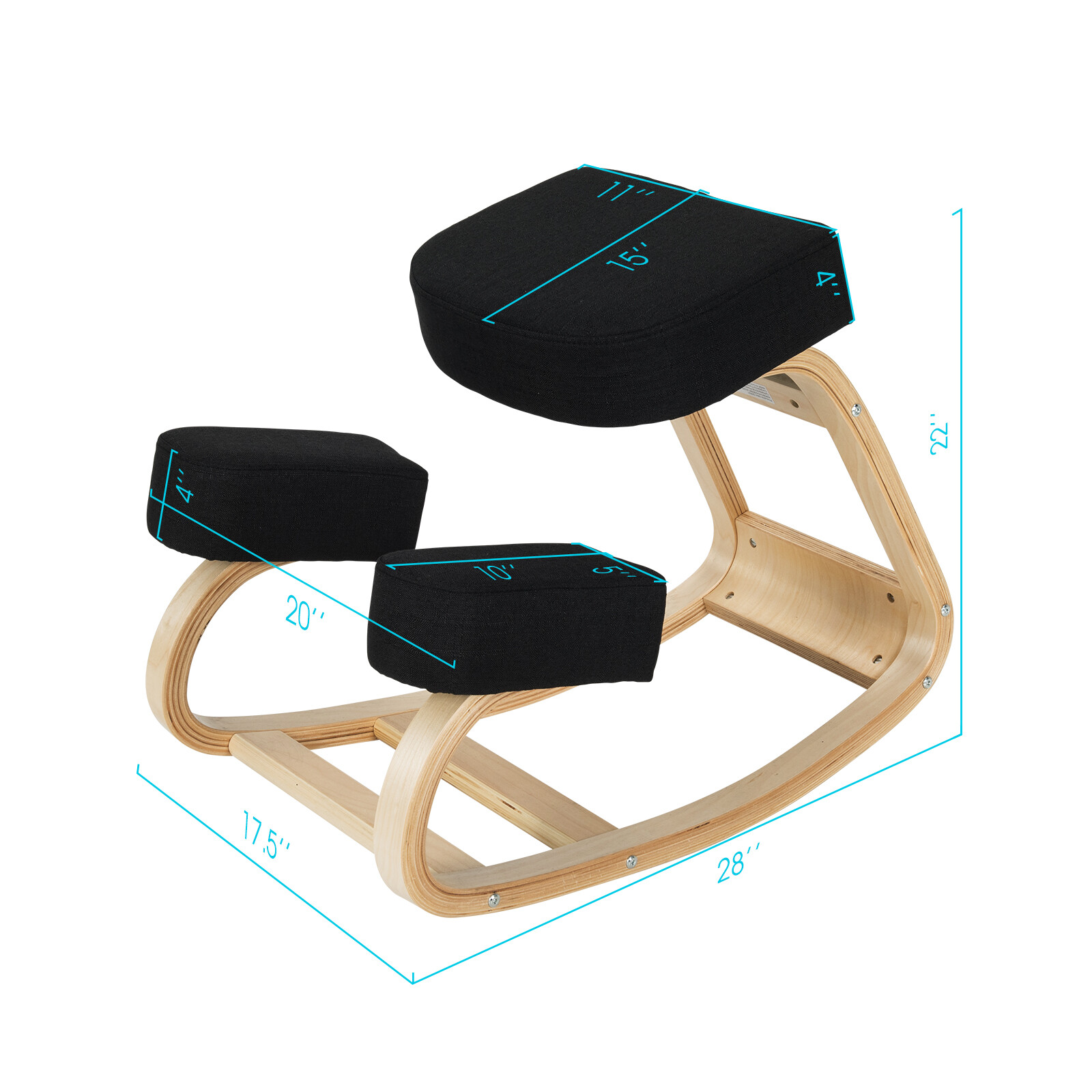 Costway Ergonomic Kneeling Chair Rocking Office Desk Stool Upright Posture Black