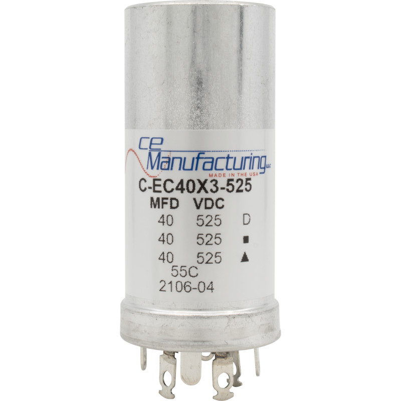 Capacitor, CE Mfg., 525 V, 40/40/40 μF