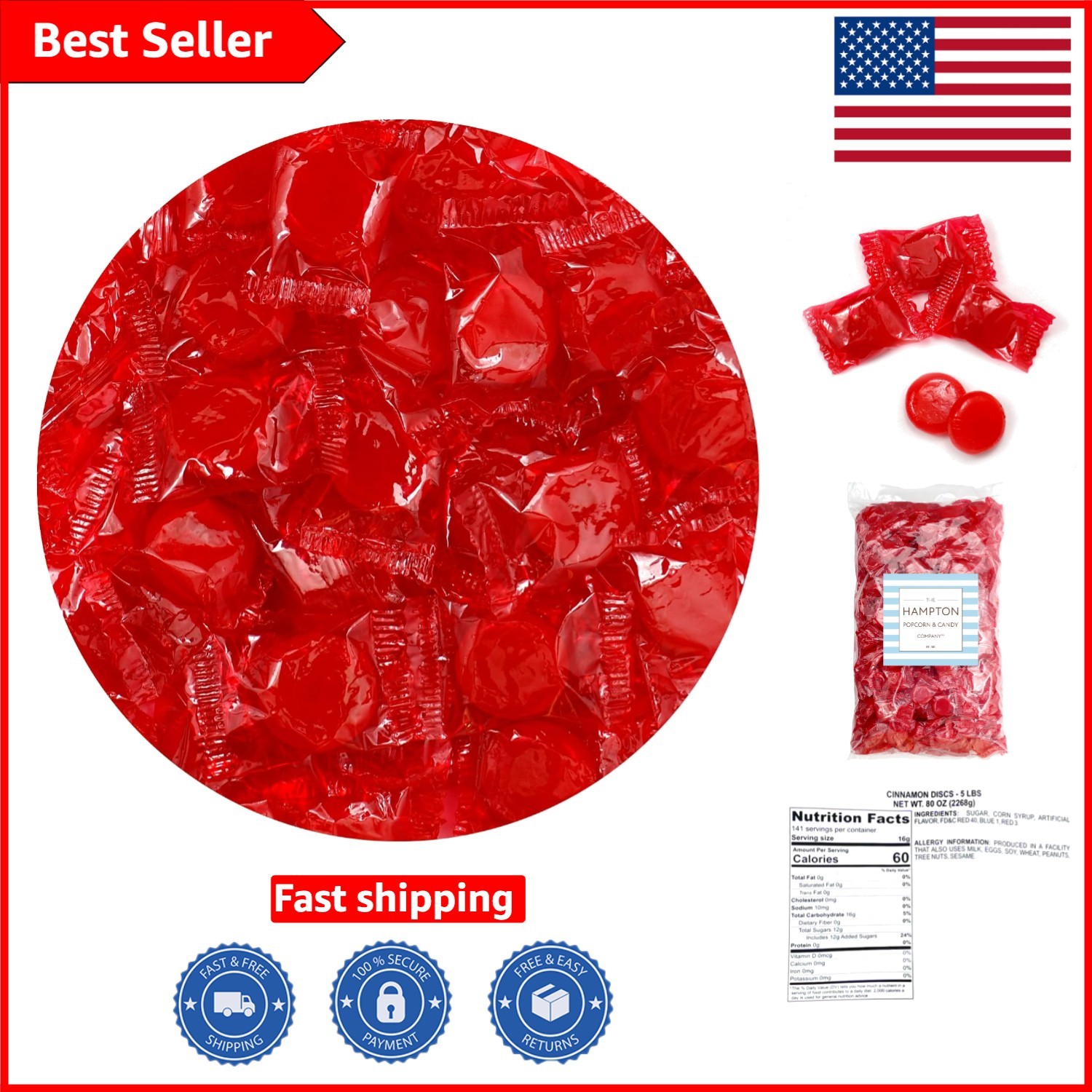 75 Individually Wrapped Cinnamon Discs - Perfect Hard Candy for All Occasions