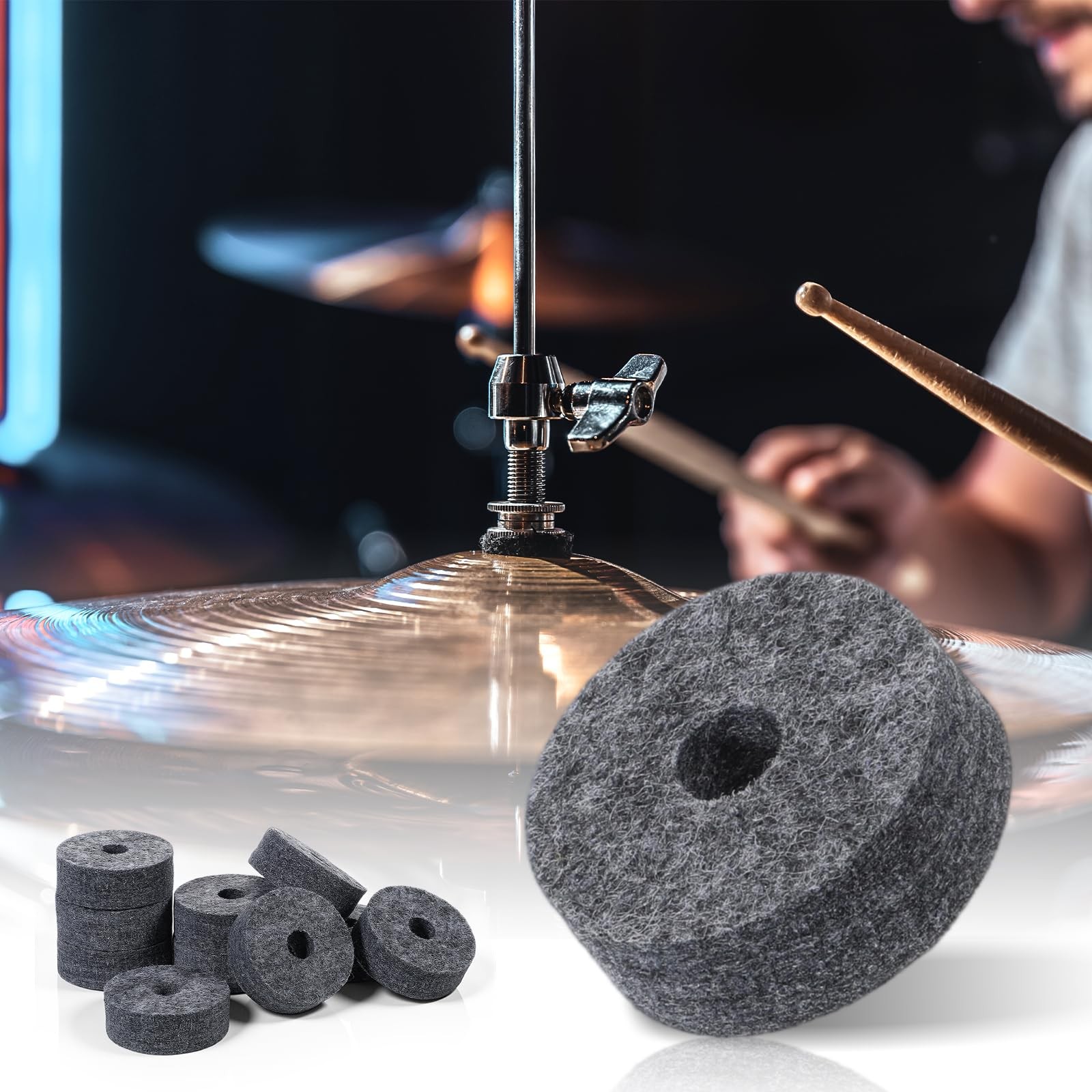 10 PCS Soft Cymbal Stand Felt Washer Round Grey Replacement Accessory