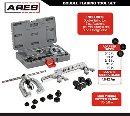 18019 - with Extra Adapters- Use on Copper, Aluminum, Double Flaring Tool Set