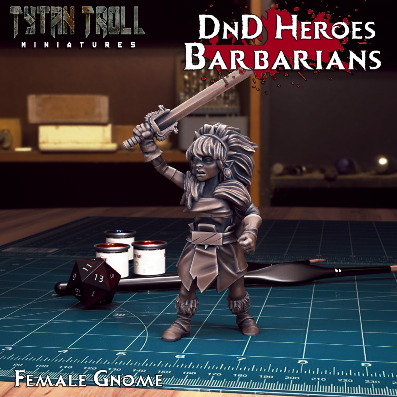 Dungeons & Dragons - Playable Character Female Gnome - Barbarian, Fighter