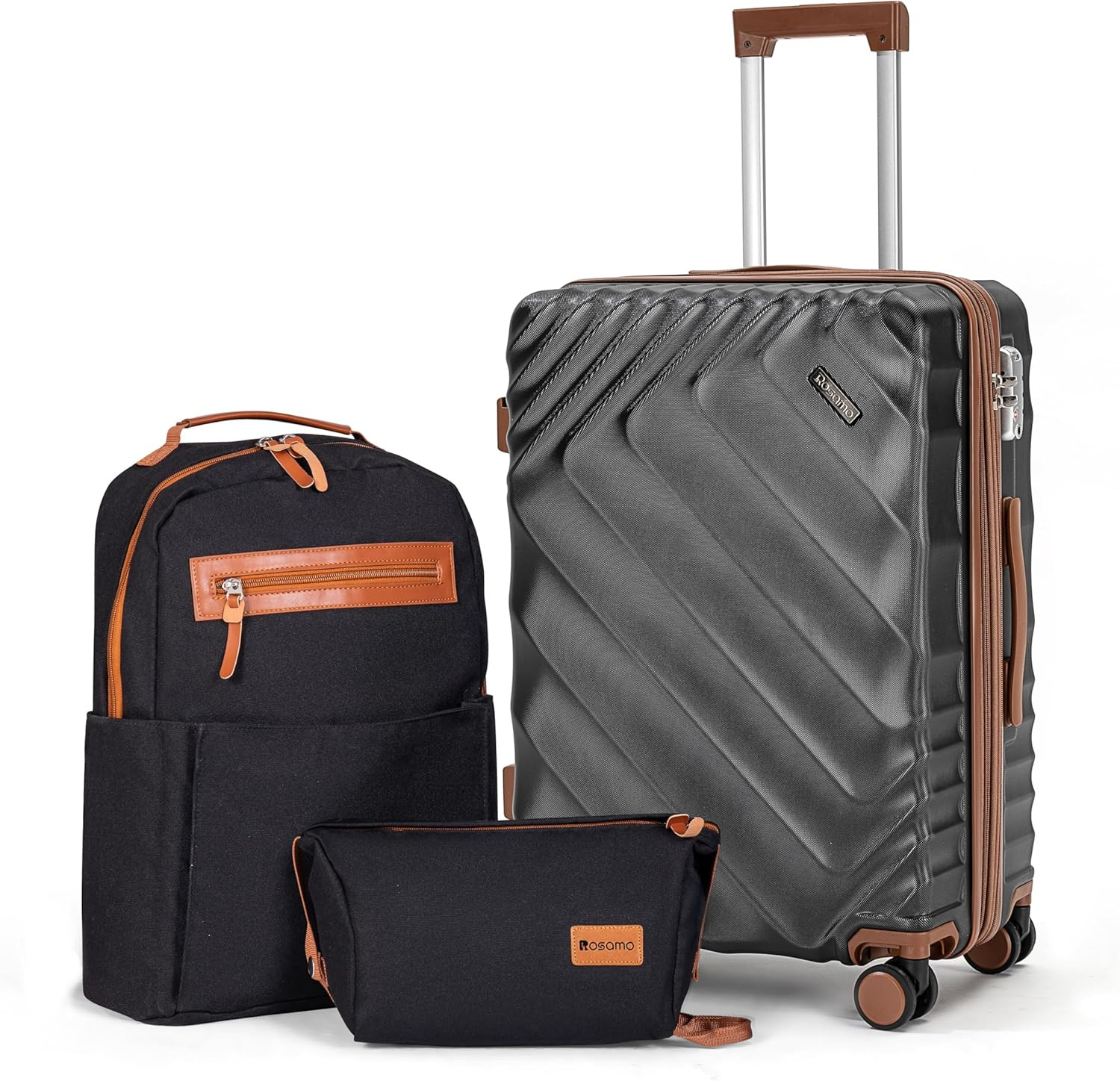 3 Piece Luggage Set Expandable Suitcase 22X14X9 Airline Approved Carry On, ABS H