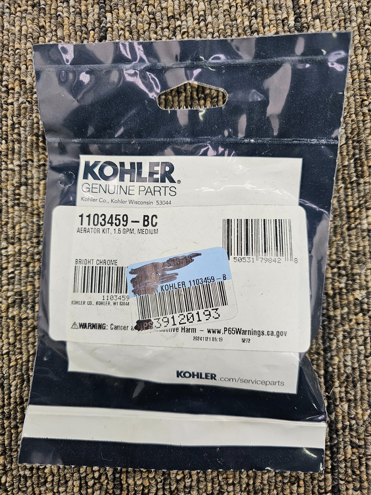 Kohler 1103459-BC Faucet Aerator 1.5 GPM Medium - Bright Chrome Finish