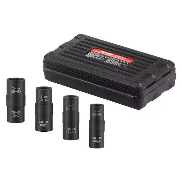 Lug Nut Impact Socket Set, 1/2 In. Drive Metric and SAE 6-Point Flip Socket Set,