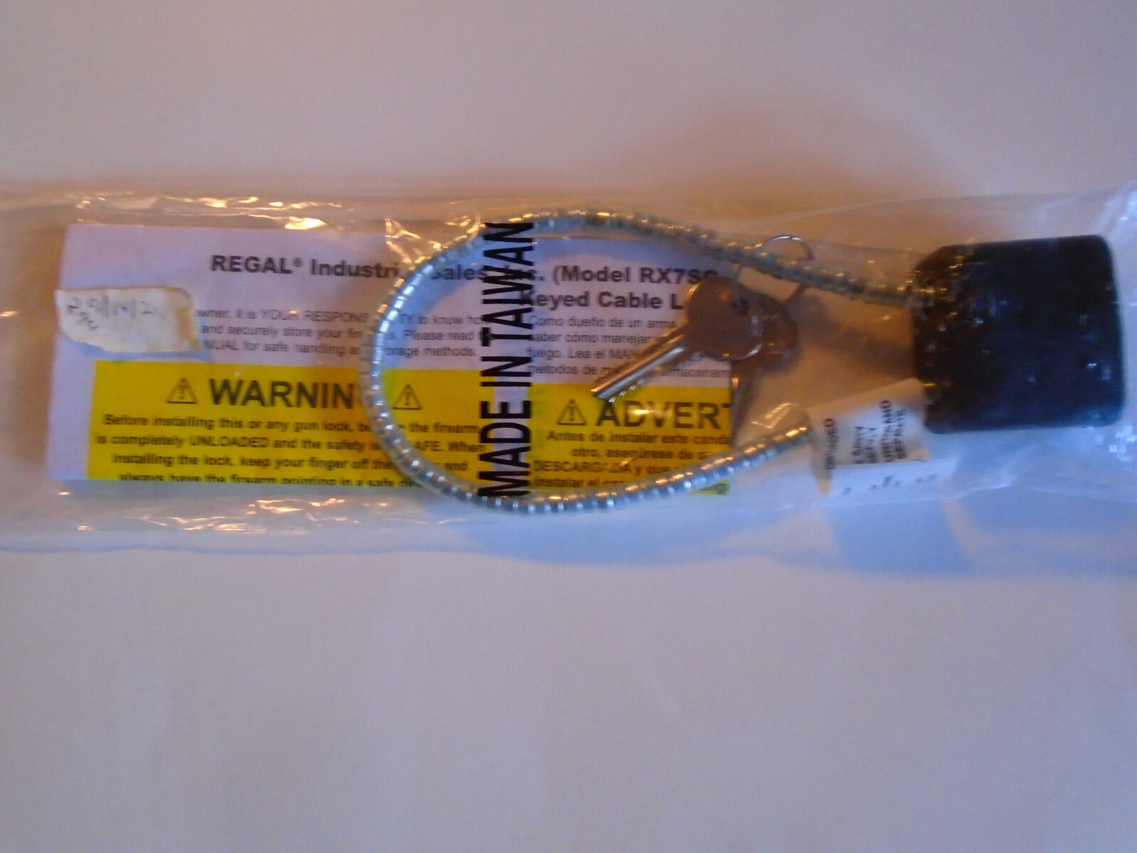 REGAL RX7SC RX11C 7362 Firearms Gun Safety Cable Lock With 2 Keys (NEW)