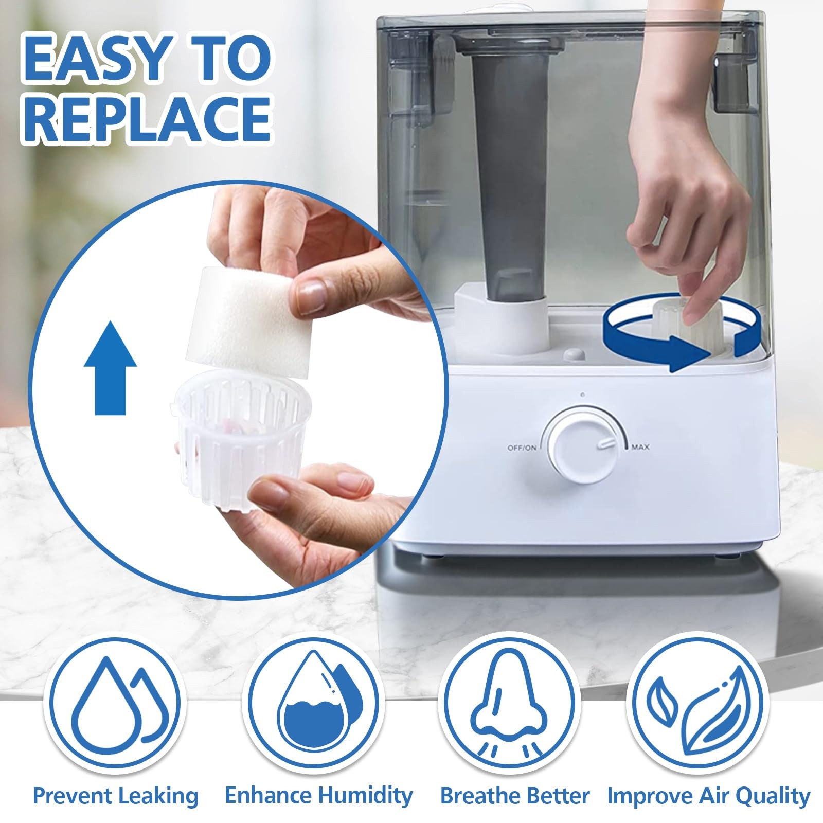 30Pack Top Fill Humidifier Replacement Filter Compatible with LEVOIT Classic1...