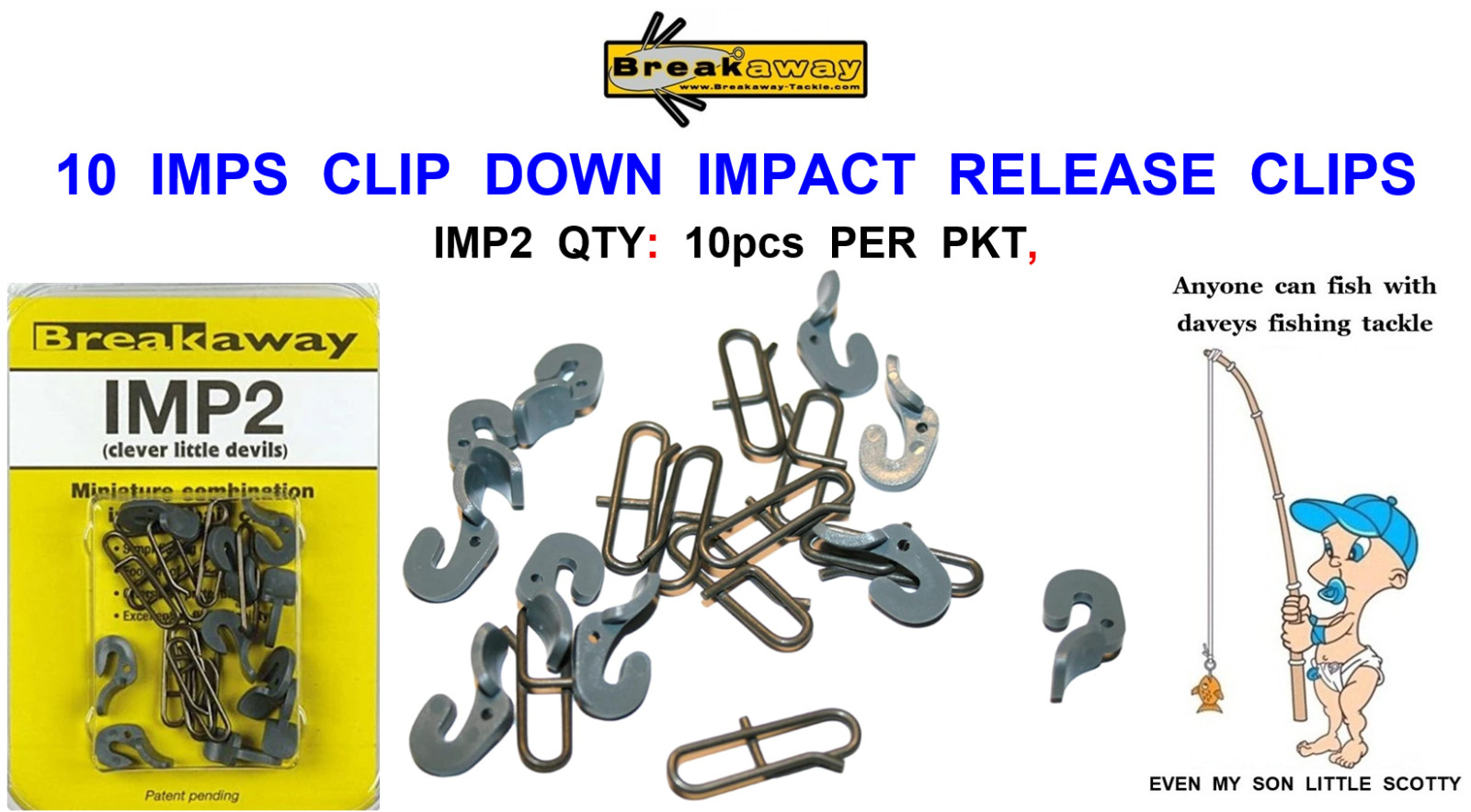 10 BREAKAWAY IMPS QUICK RELEASE IMPACT SPLASH DOWN FAST LINK HOOK BAIT CLIP IMPS