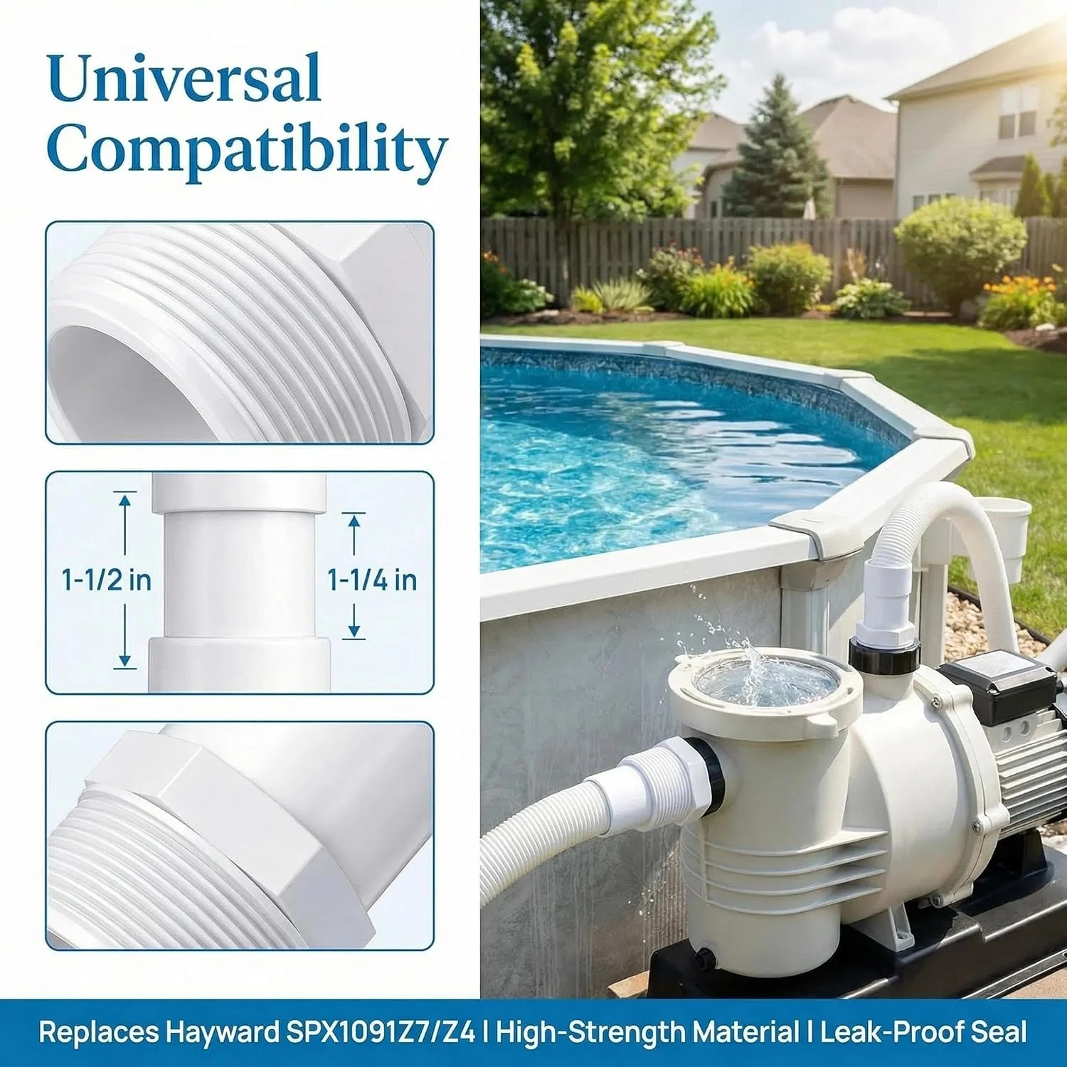 Universal Combo Hose Adapter Replacement 1/4"-1 1/2" Pool Filter Pump Hose Adapt