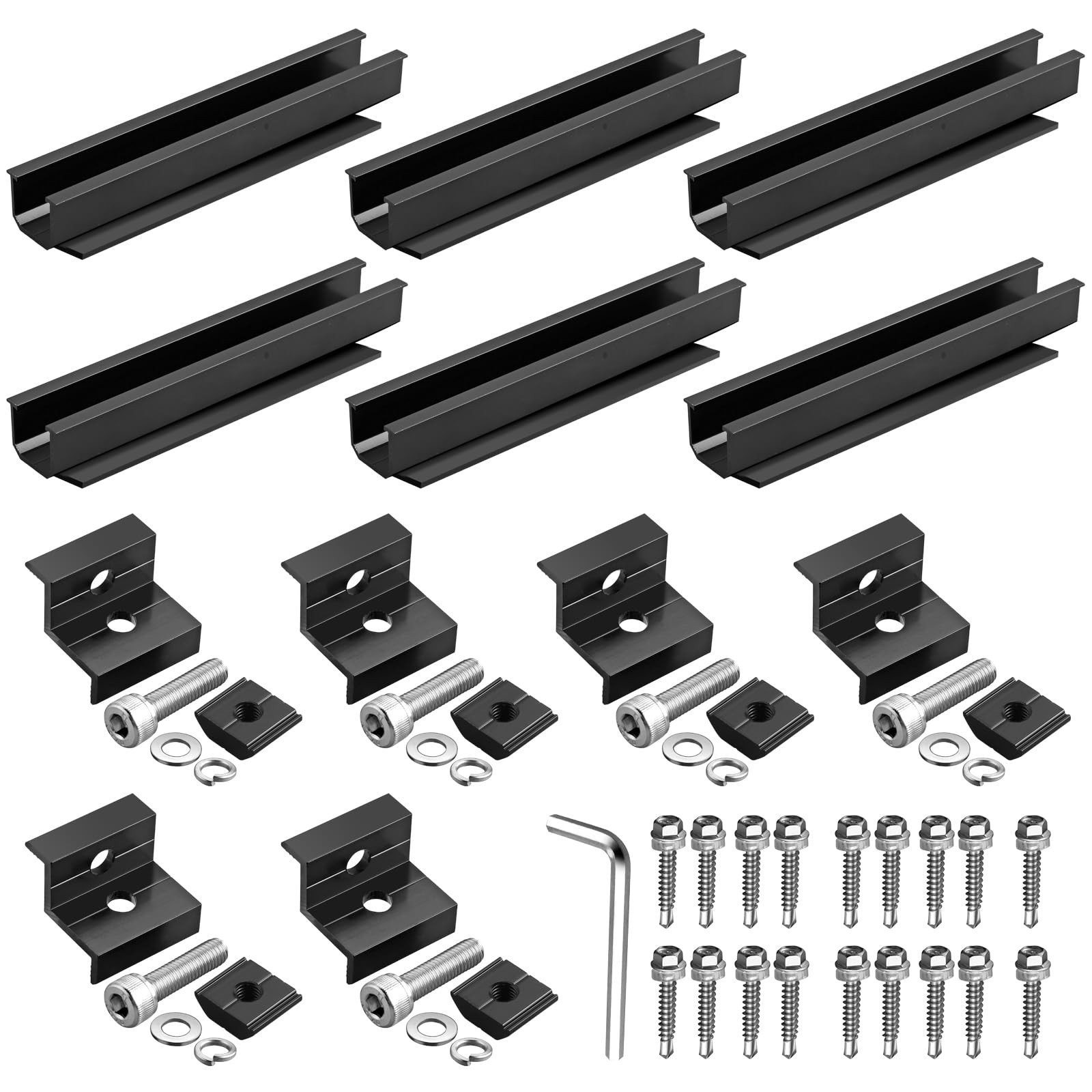 Anbte Solar Panel Bracket Kit, 6 Pcs 7.87 in Aluminium Solar Panel Mounting R...