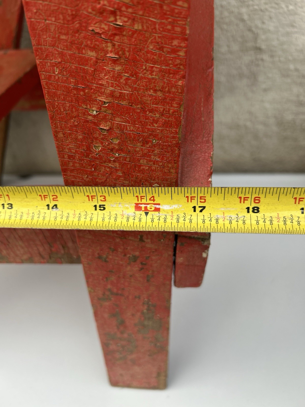 Vintage Rustic Solid Wood 2-Step Stool Farmhouse Bench Plant Stand Red 20+