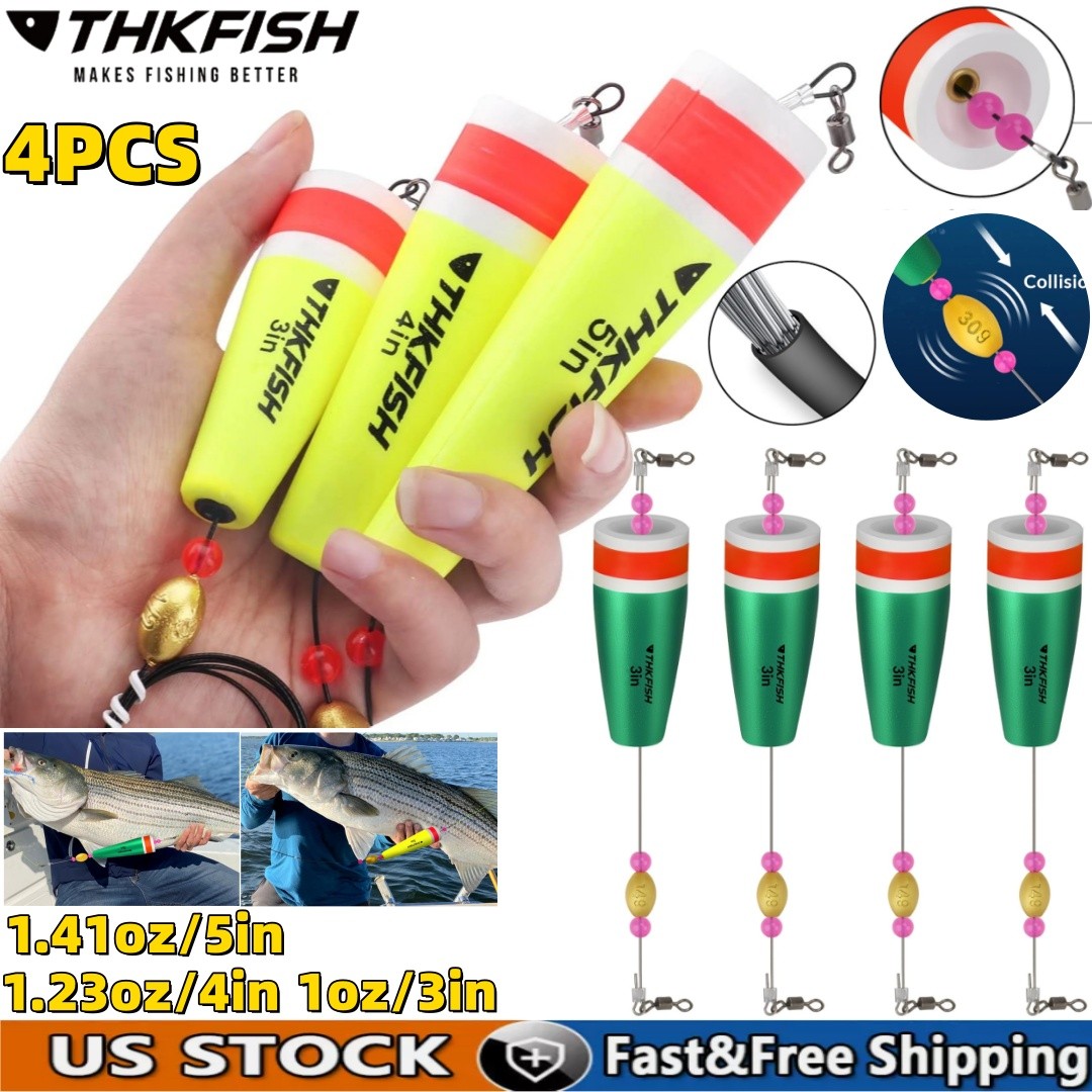 4PCS 3/4/5IN Fishing Bobbers Popping Cork Weighted Fishing Floats Fishing Corks