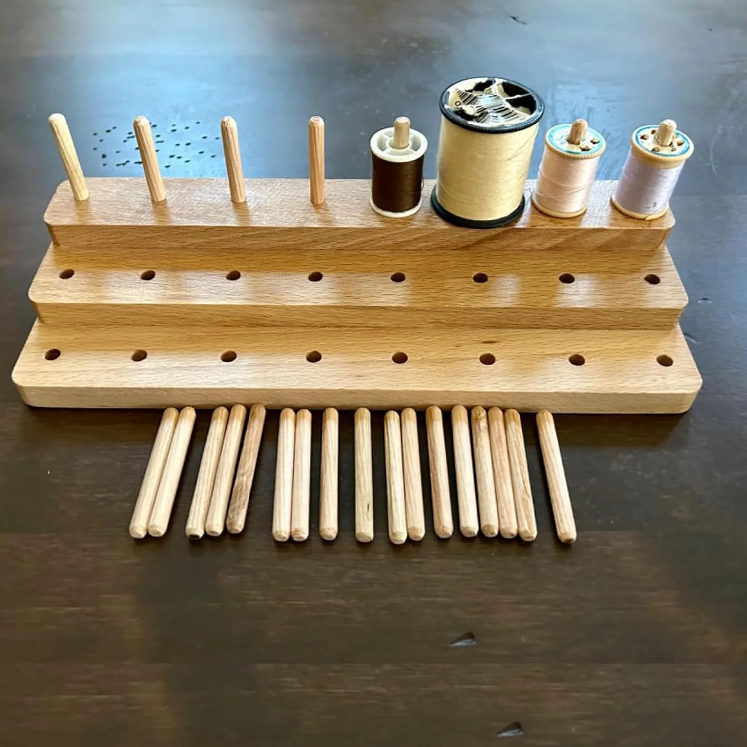 Wooden Fly Tying Thread Spool Stand,Spools Thread Holder Organizer for Tying Fly