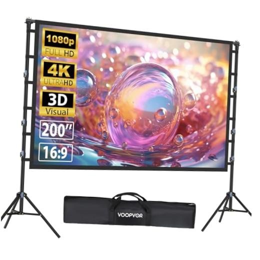 200 Inch Projector Screen with Stand:  16ft Portable Large 200 INCH 200 INCH