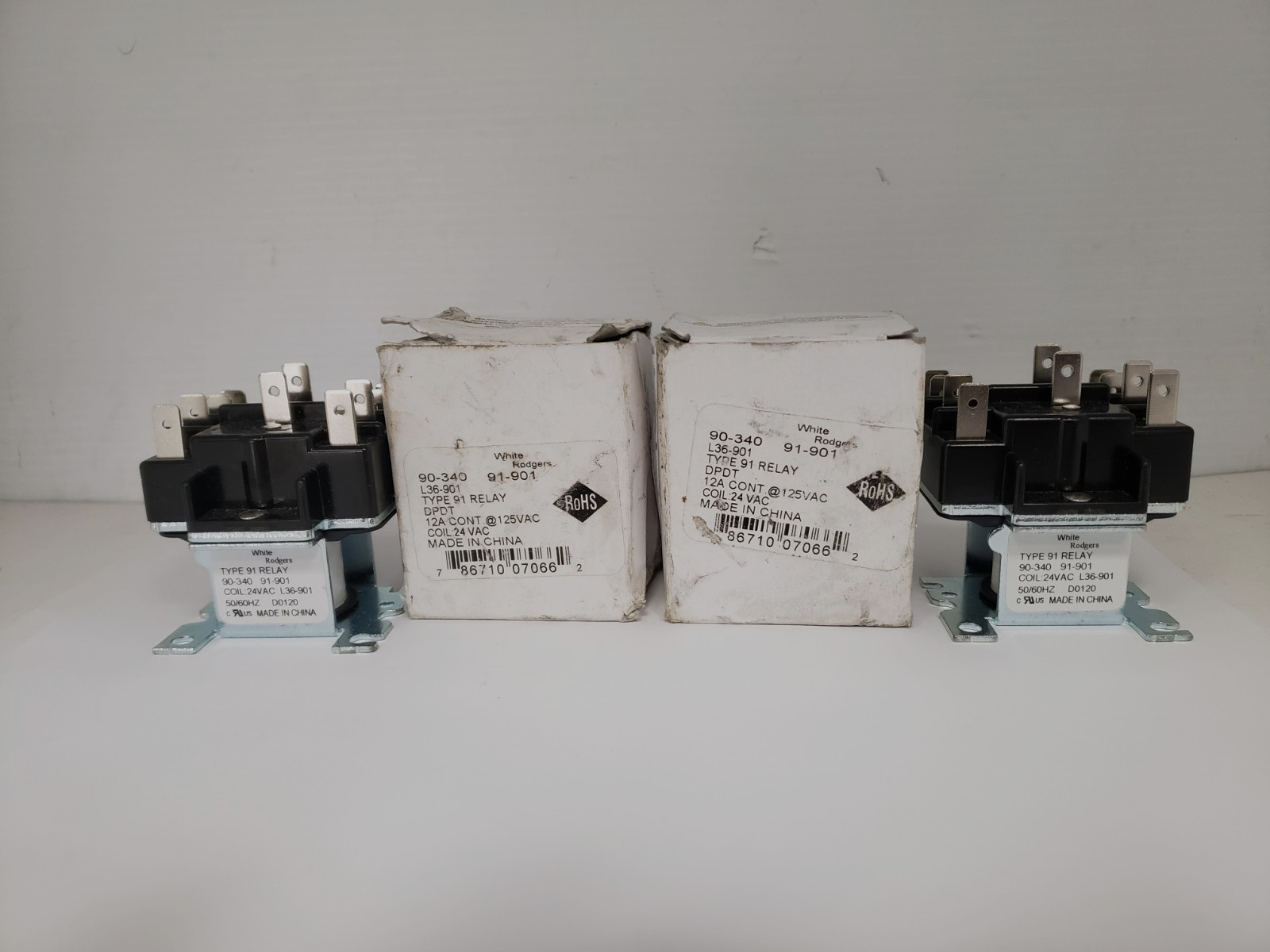 WHITE RODGERS 90-340 RELAY 2 POLE 24VAC COIL 125/250VAC (LOT OF 2) NIB