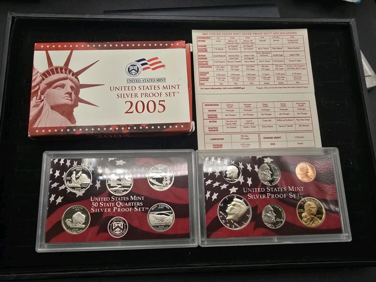 2005 United States Mint Silver Proof Set OGP Box COA Complete 11 Coin Set