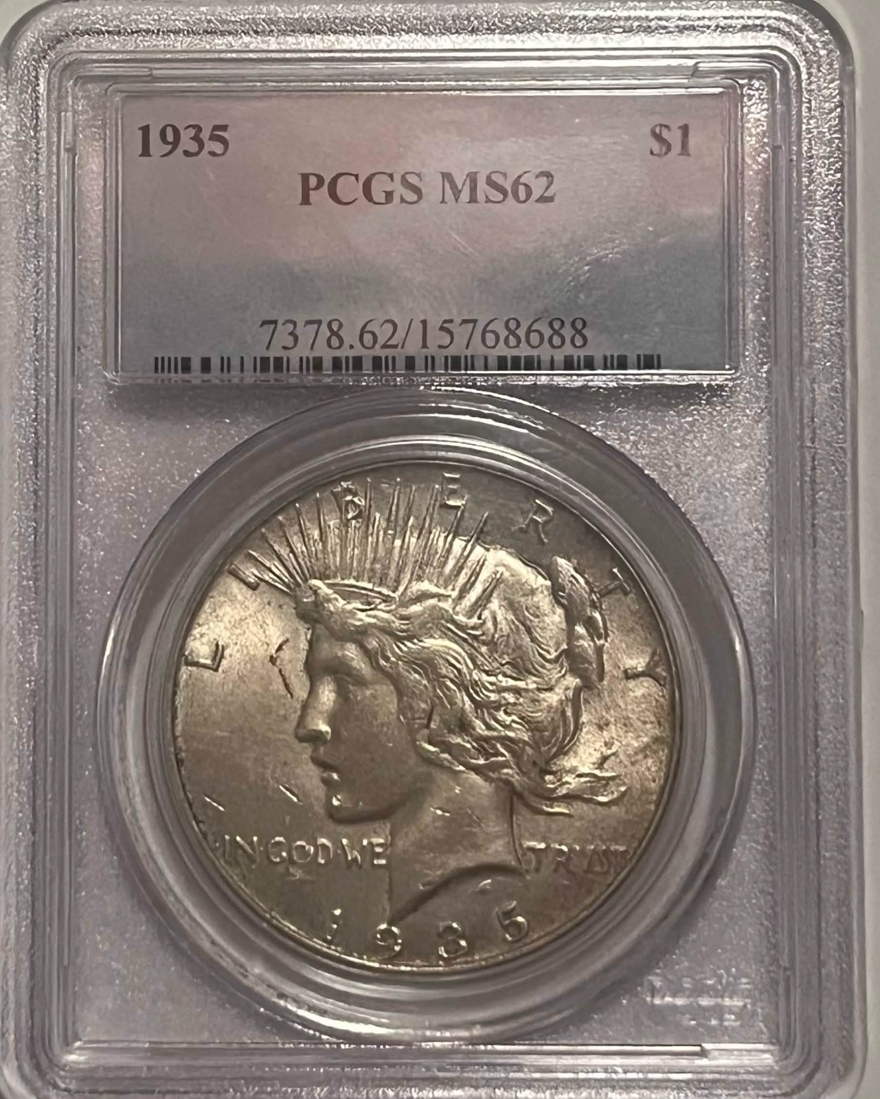 1935 Peace Dollar $1 Silver Coin PCGS MS62