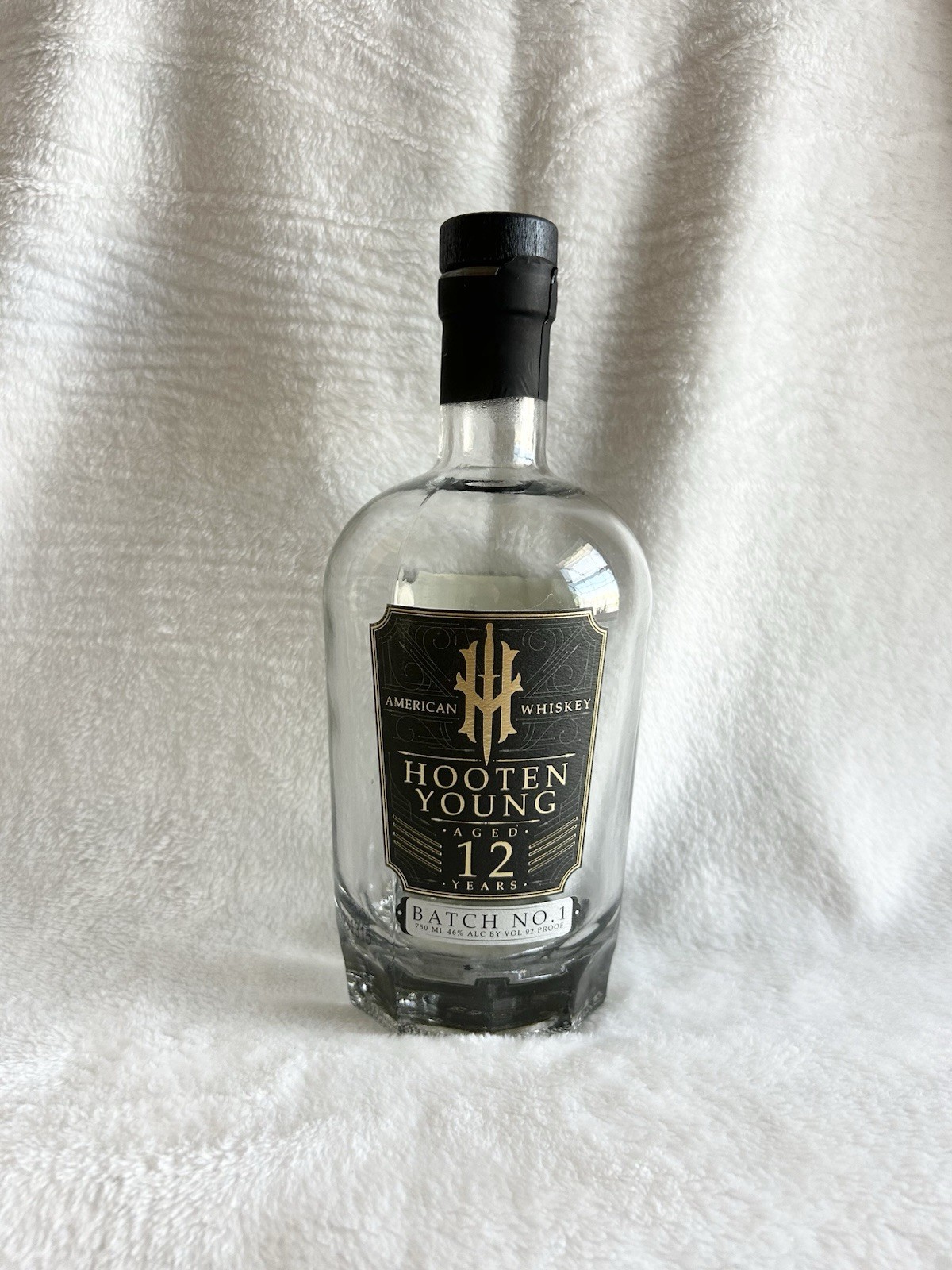 Hooten Young American Whiskey Aged 12 Years Batch No.1 Whiskey Bottle, EMPTY