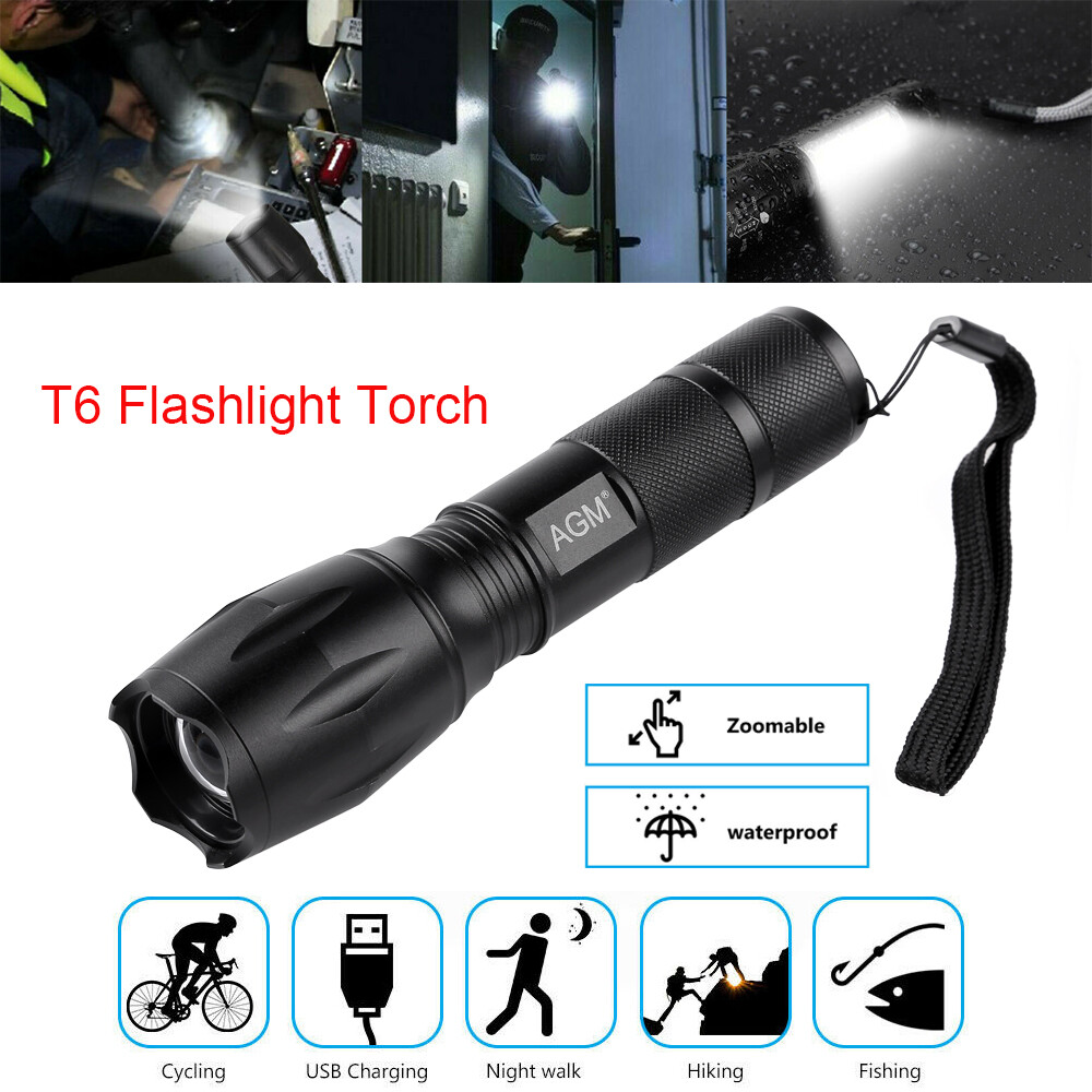 Tactical Police 50000LM CREE XM-L T6 LED 5Modes 18650 Flashlight Battery&Charger