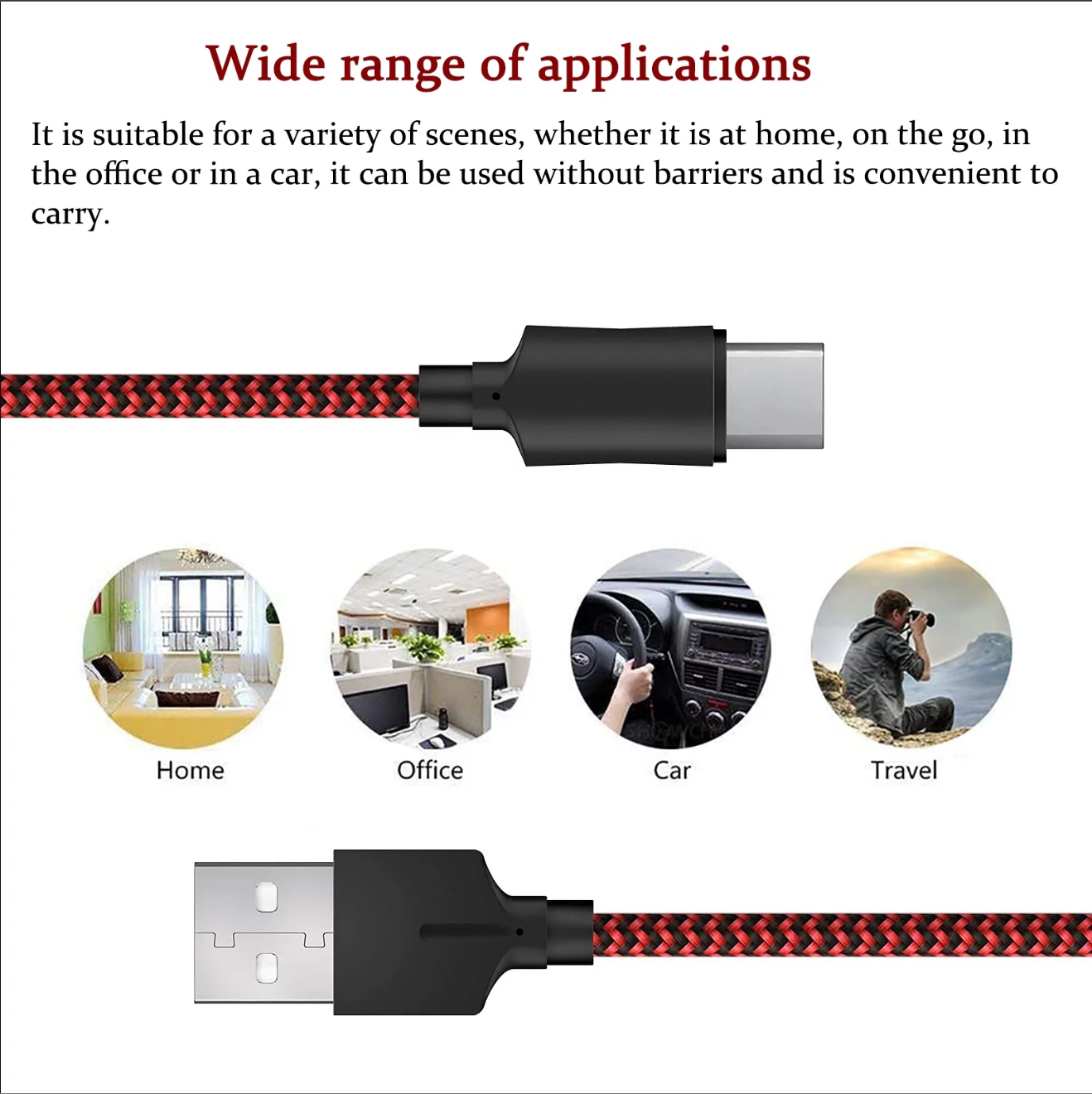 Braided USB Type-C USB-C to USB-A Fast Charge Cable Cord Charger Charging Sync