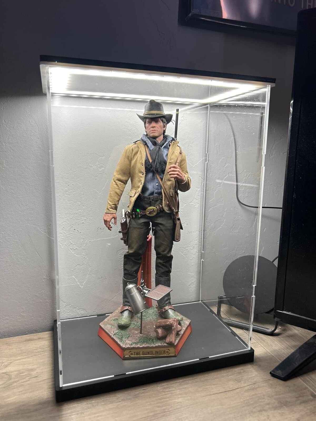 Action Figure Display Case 16" Tall Acrylic 1/6 Scale Figurine LED Light Toy Box