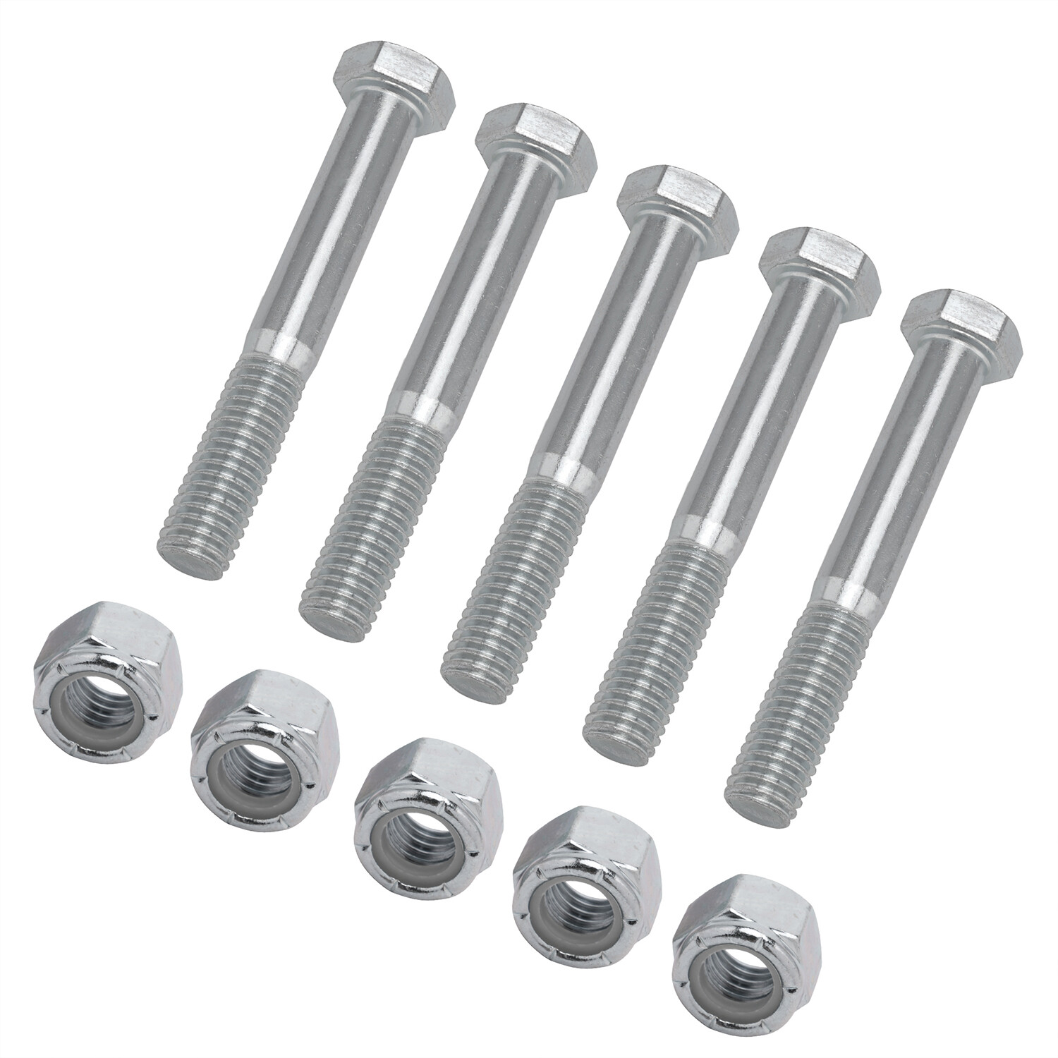 5 Pack Grade 2 Shear Bolts for Rotary Cutters 1/2" X 3-1/2" with Nylock Nuts