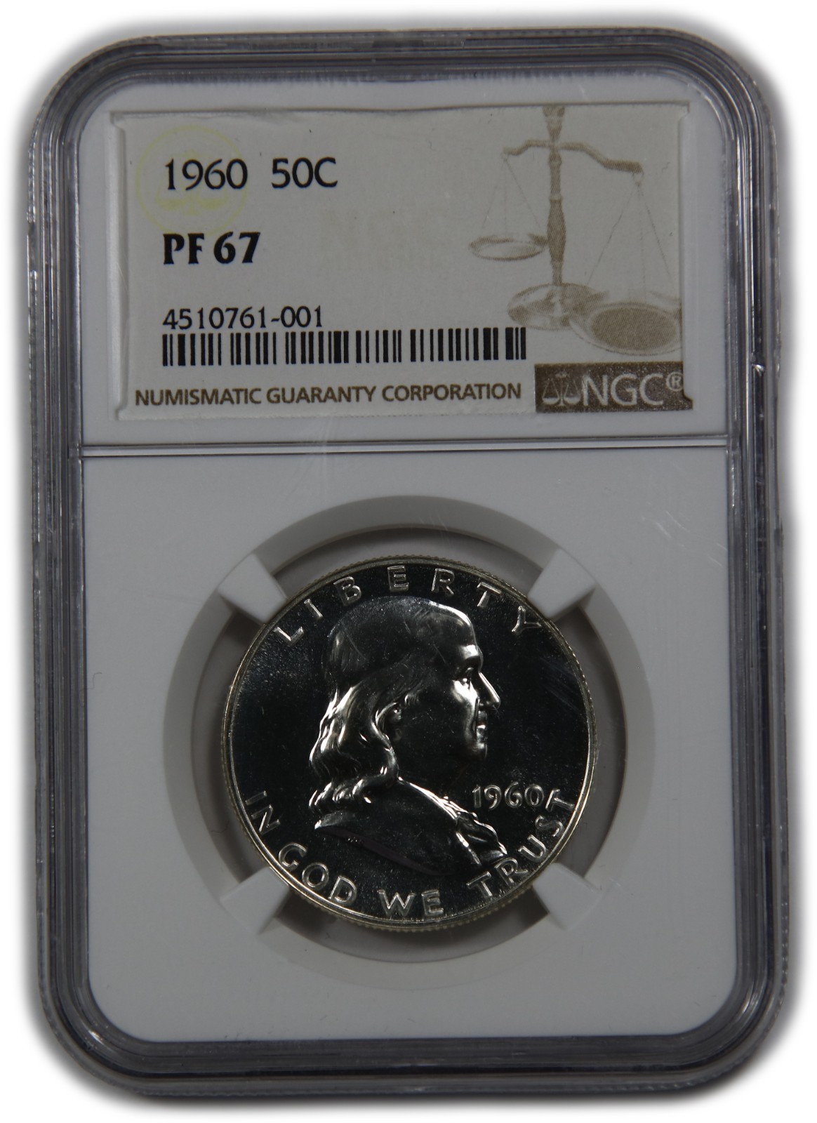 1960 P NGC PF67 - Silver Ben Franklin Half Dollar 50c US Coin #61885A