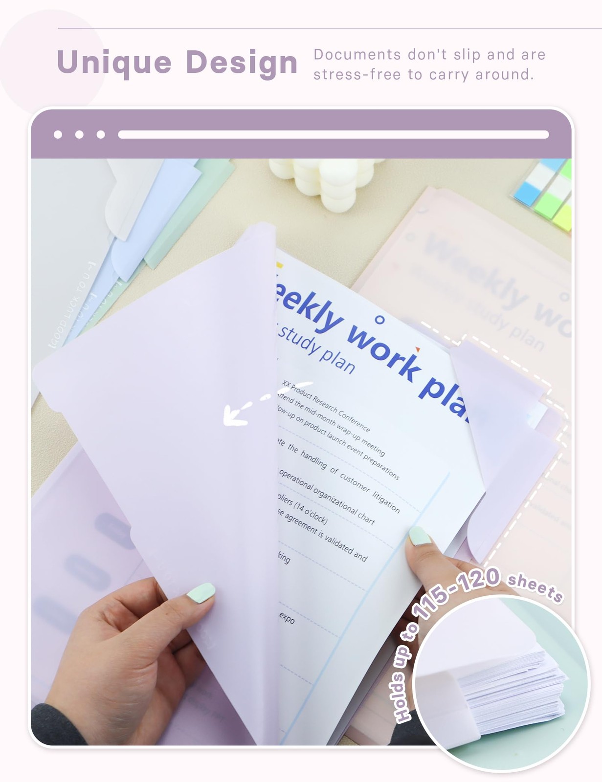 5 PCS Morandi Colors Transparent Plastic Project Pockets Sleeves Folders