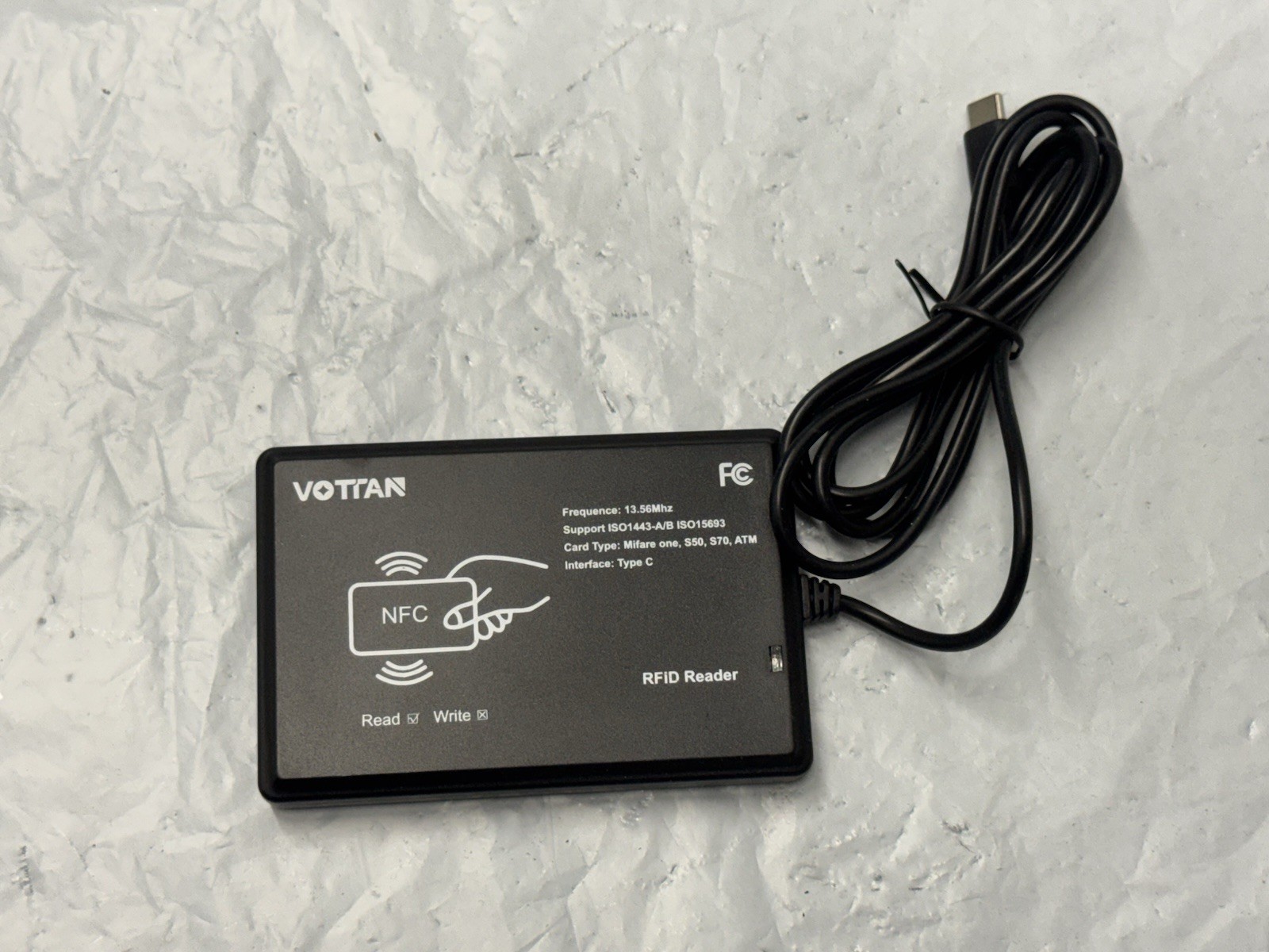 Vottan NFC RFID Smart Card Reader Writer 13.56MHz USB Type C ISO14443 ISO15693