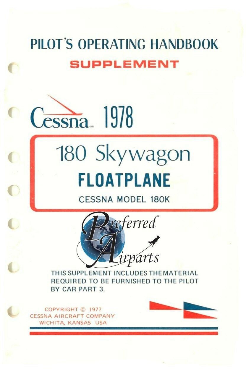 New Cessna 180 SkyWagon Floatplane Pilots Operating Handbook p/n D1128-13