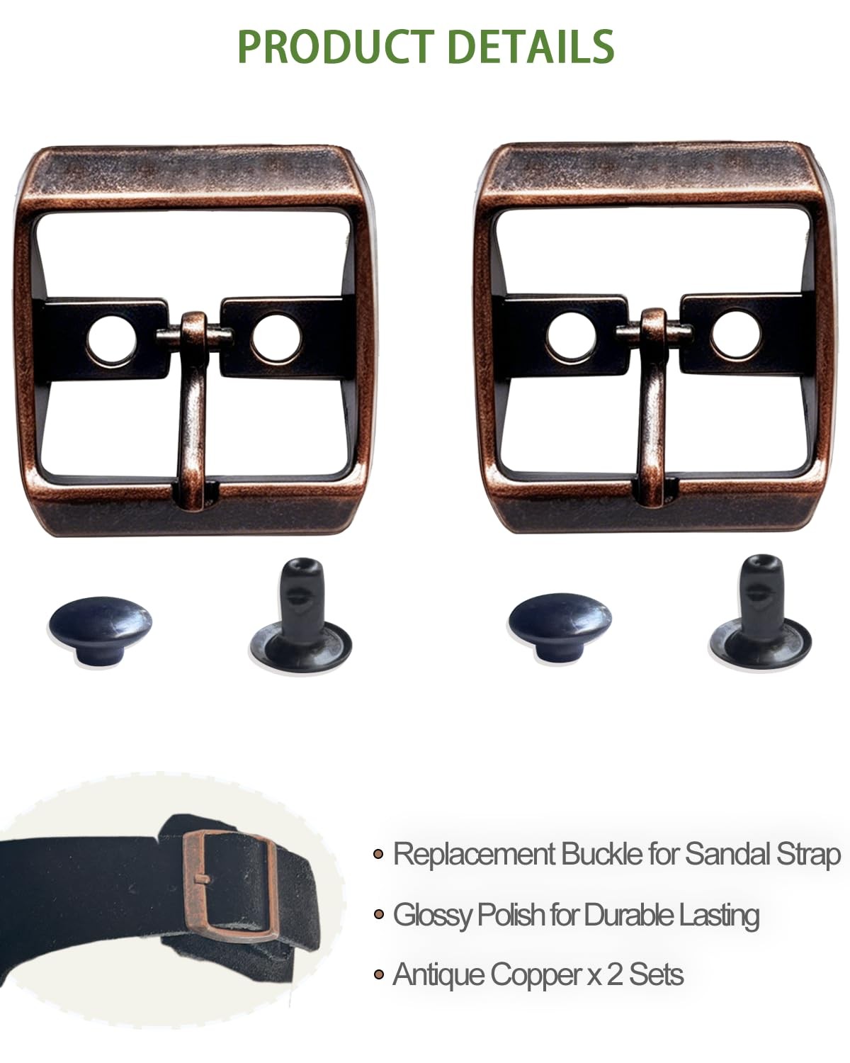 Lopau Replacement Buckles 25mm Antique Copper