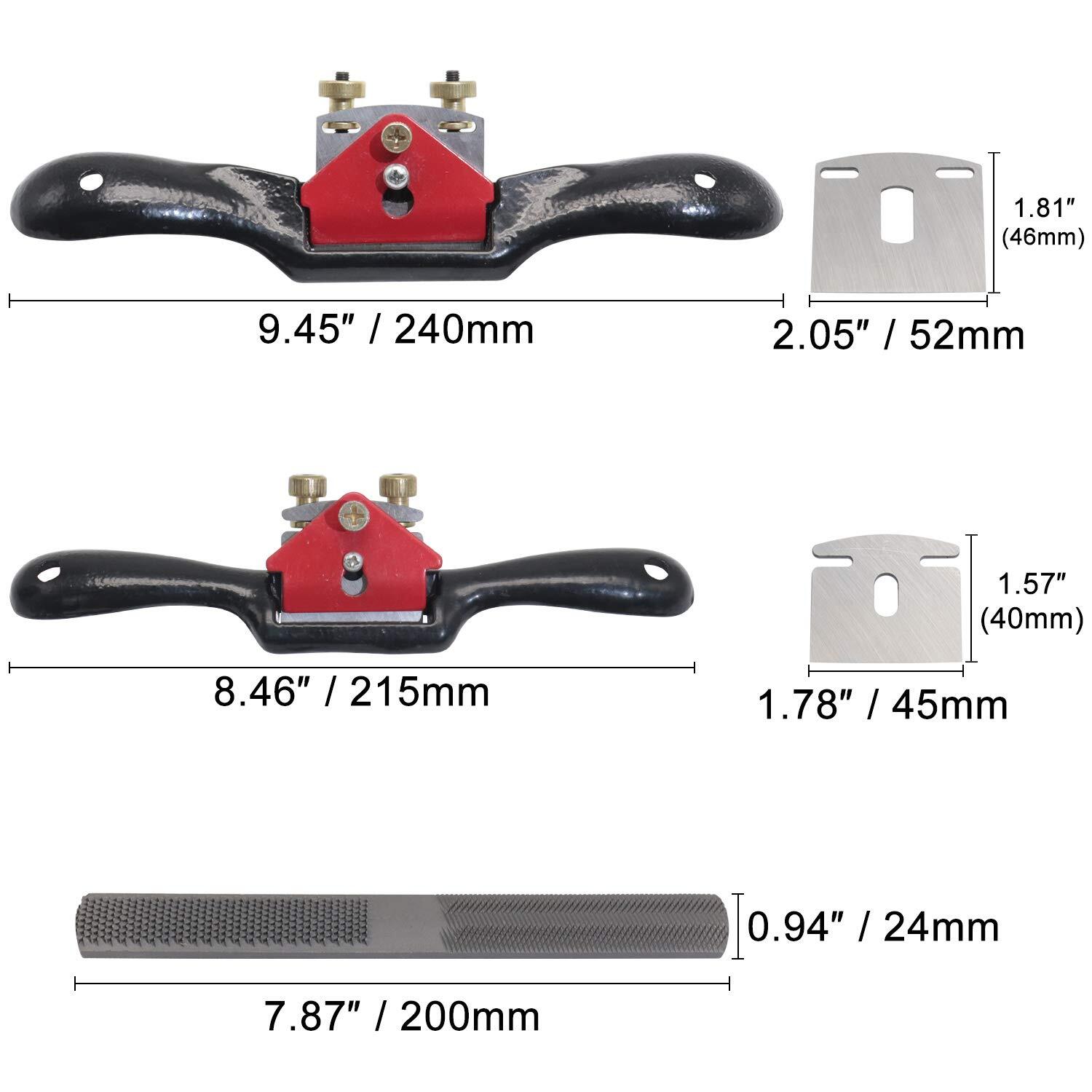 2pcs 9" 10" Adjustable Spokeshave With Replacement Blades And 4way Rasp File Man