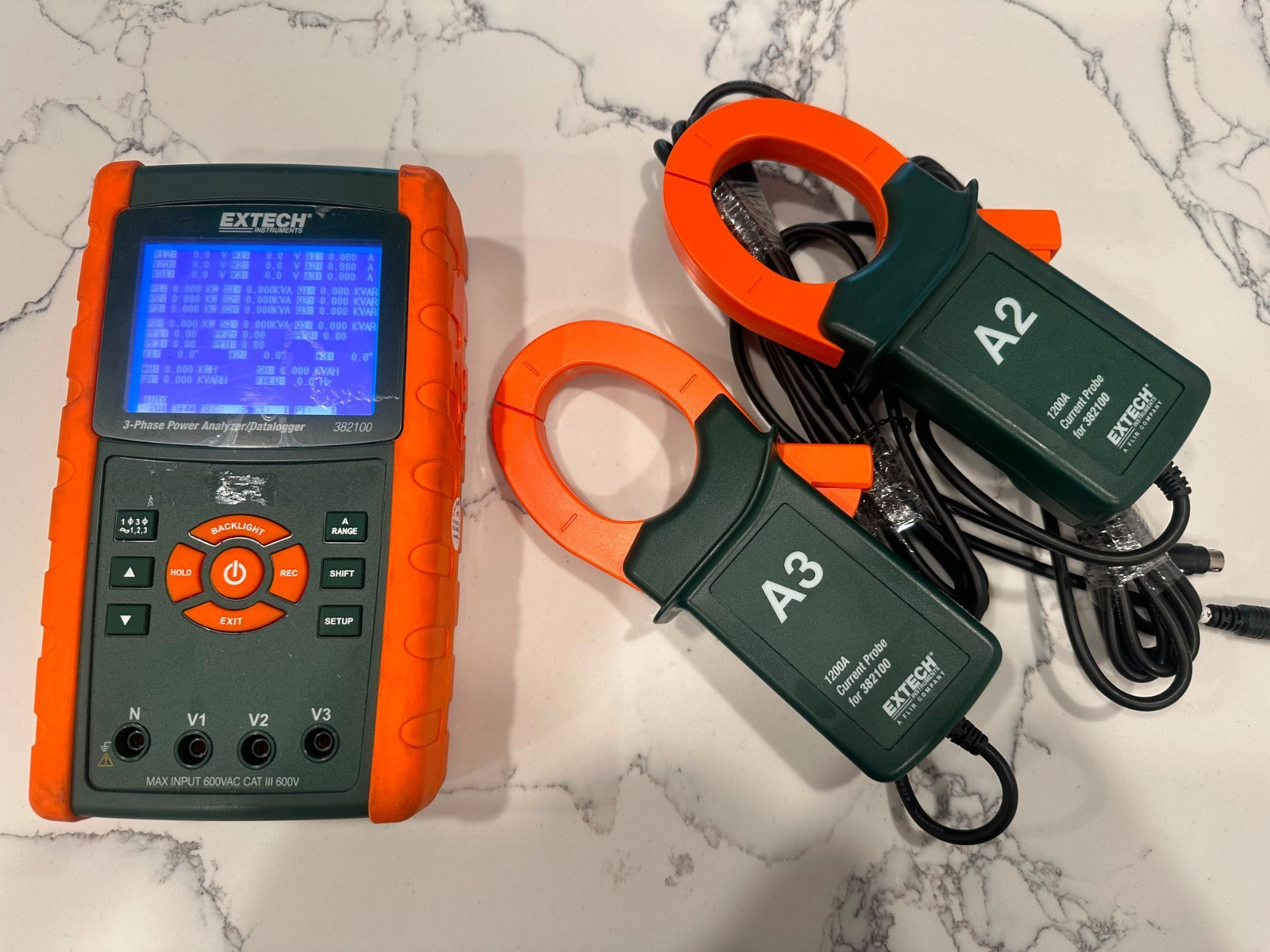 Extech 382100 1200A 3 Phase Power Analyzer/Datalogger w/ A1 & A2(U11027027)