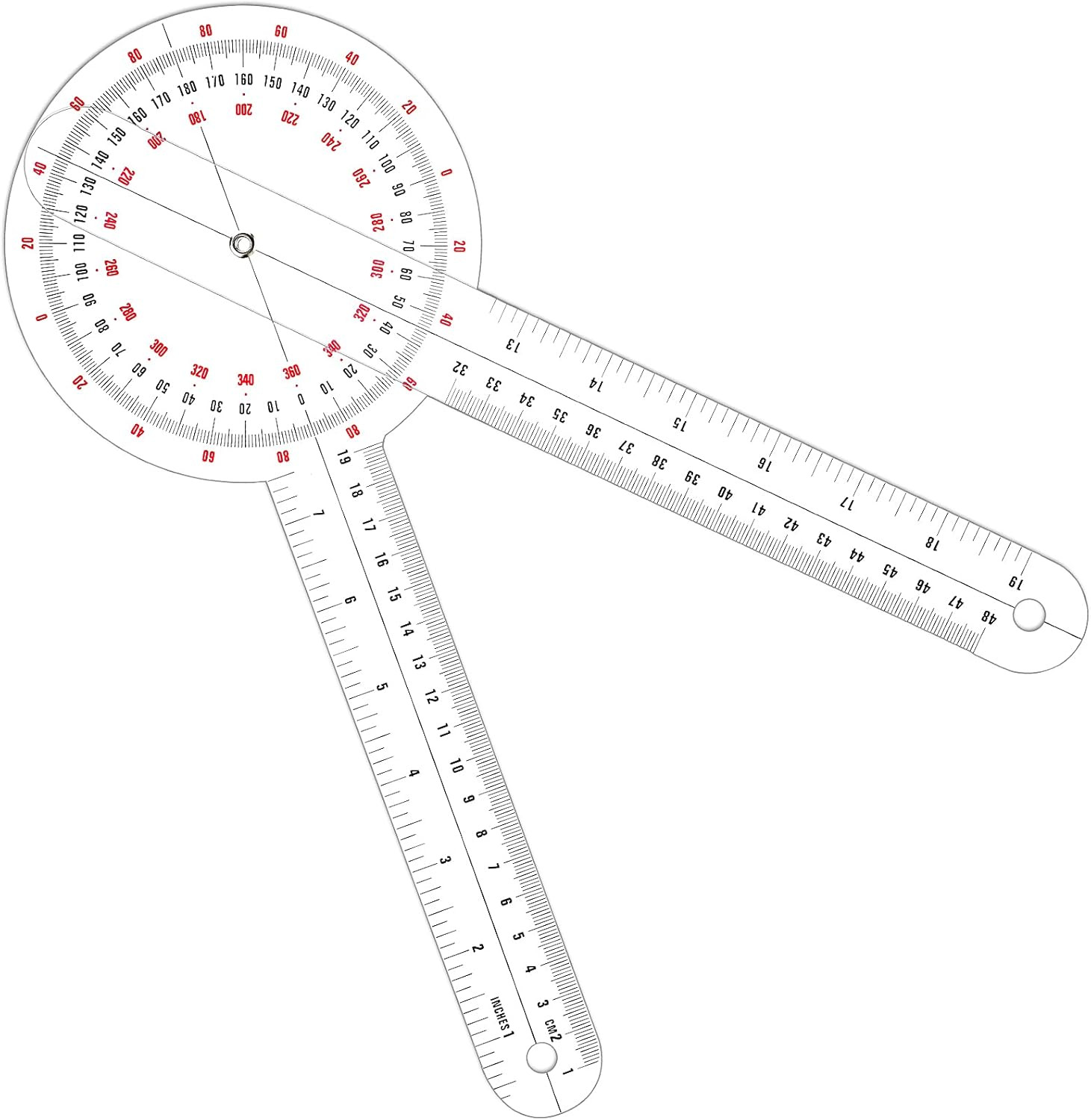 12 Inch Goniometer Transparent Orthopedic Angle Ruler Plastic Goniometer 360 Deg
