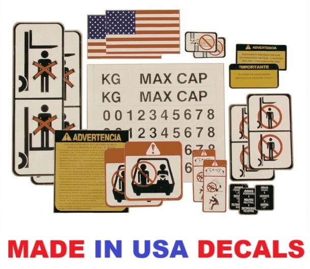 OSHA FORKLIFT DECAL OSHA COMPLIANT SAFETY KIT USA FLAG EN ESPAÑOL ADVERTENCIA