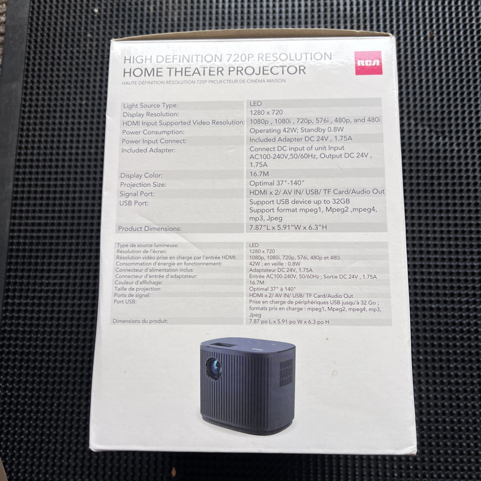 RCA High Definition 720P Resolution Home Theater Projector