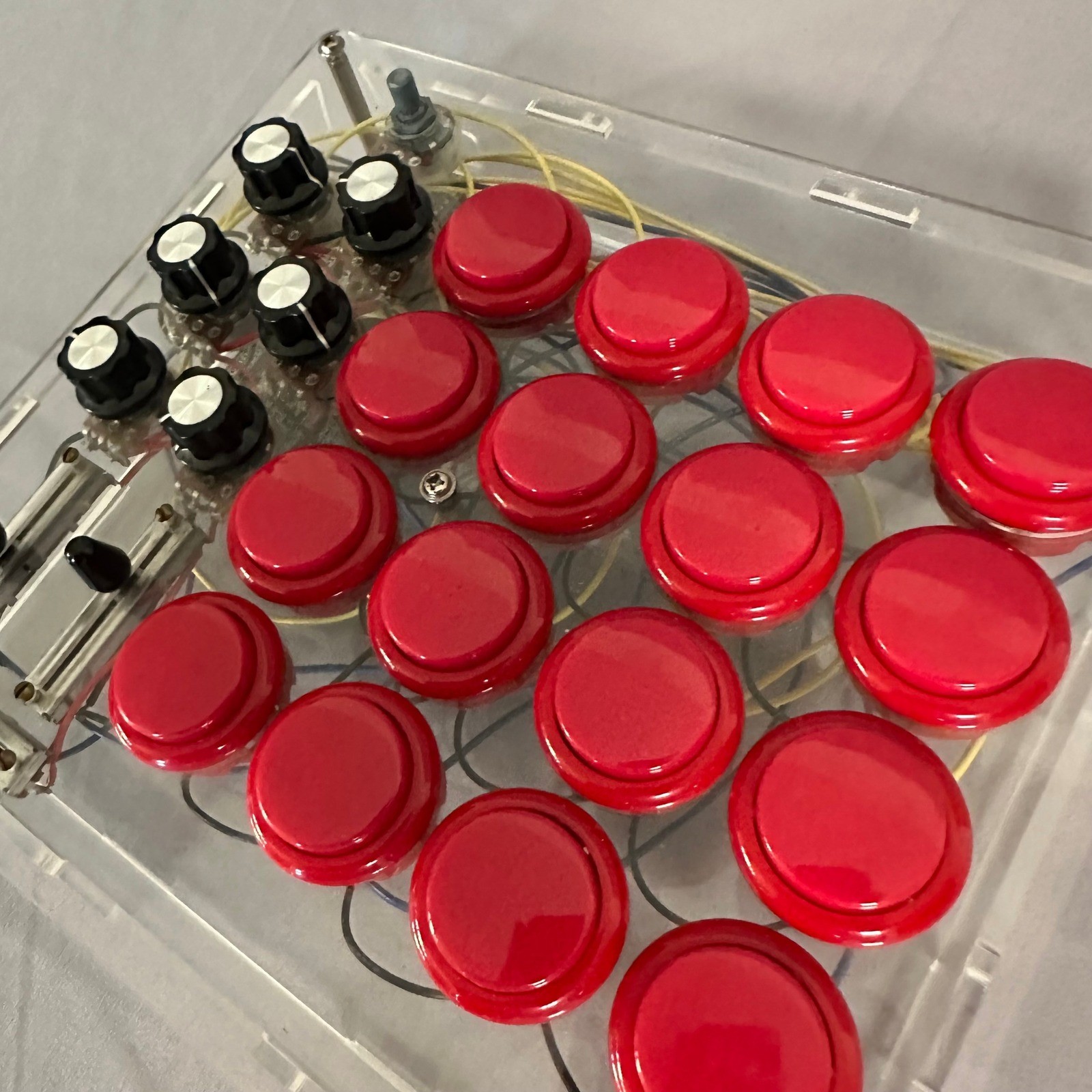 Music Controller MIDI Red/Clear DIY Arcade Button Mixer Untested As Is Prop Art