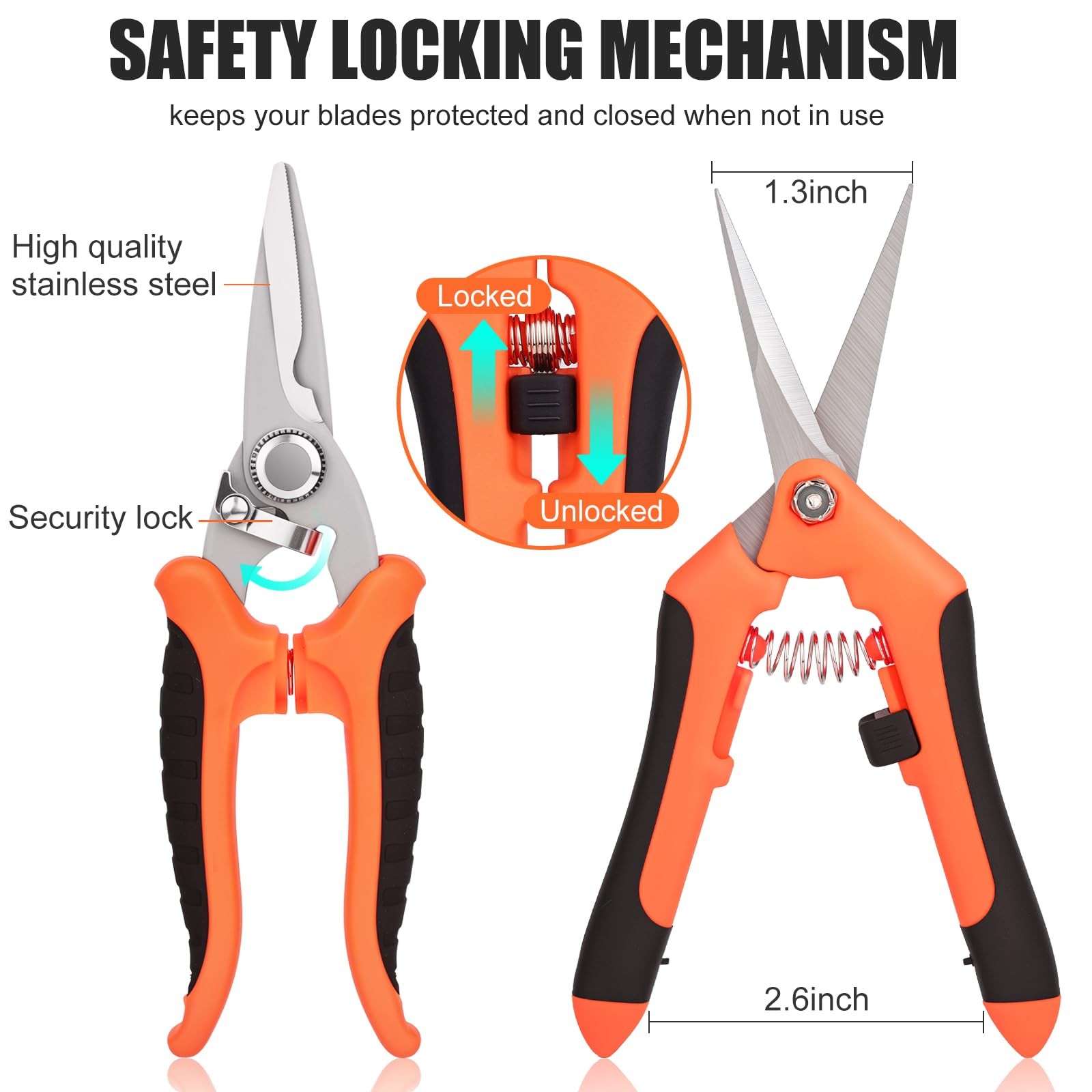 Garden Shears set 3 PCS Stainless Steel Pruning Scissors kit mixed