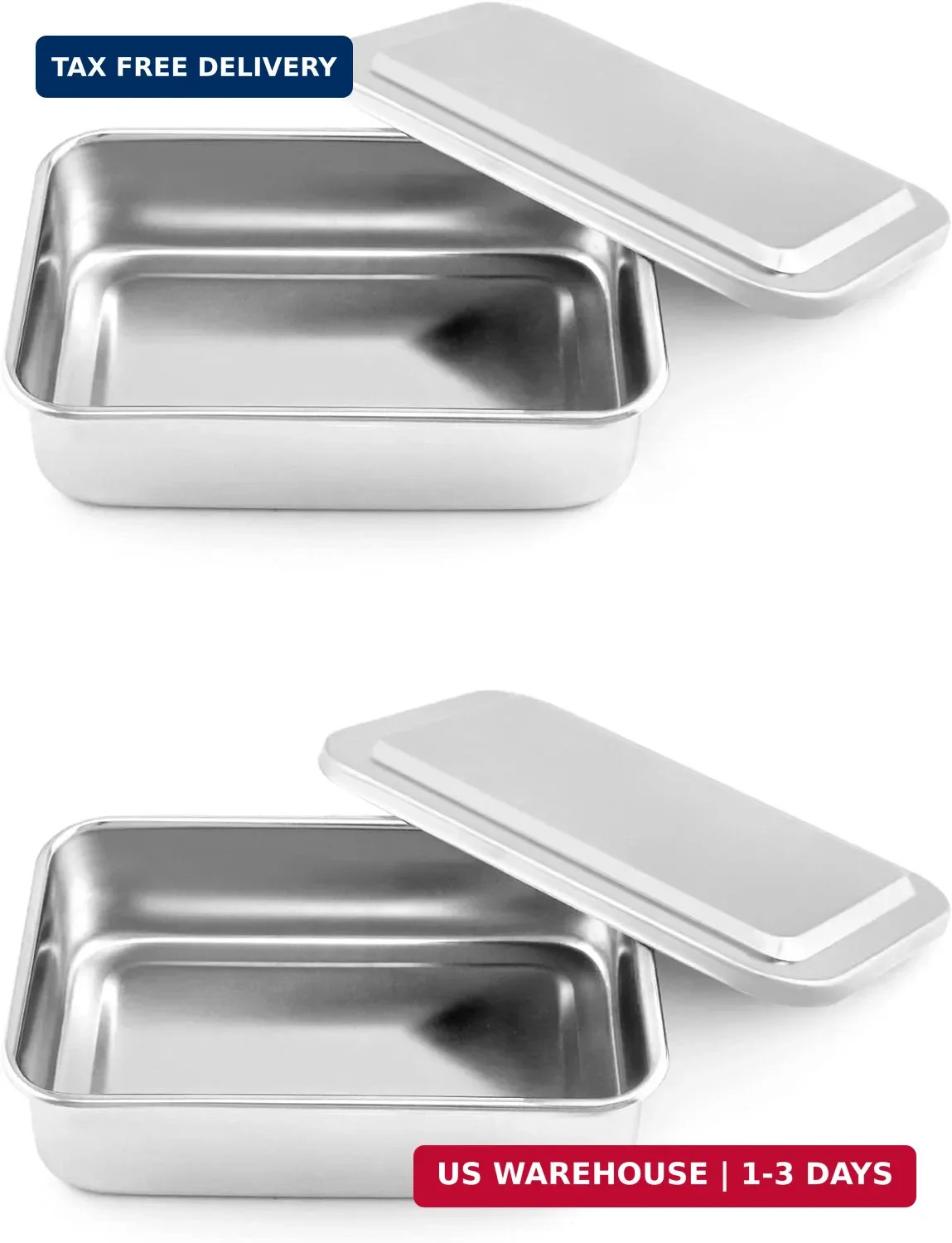 Stainless Steel Instrument Box, 2 Pack 6 x 4 x 1.69 Inches, Heavy Duty Met