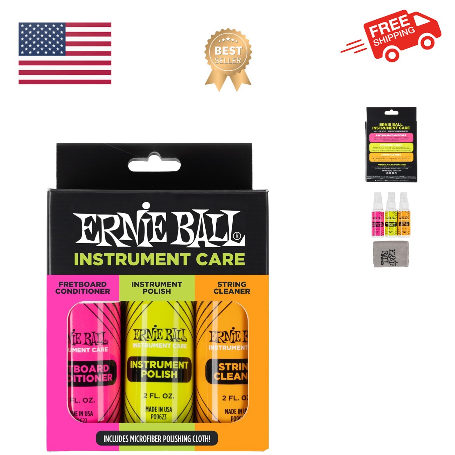 Guitar Polish, Fretboard Conditioner, and String Cleaner with Polish Cloth