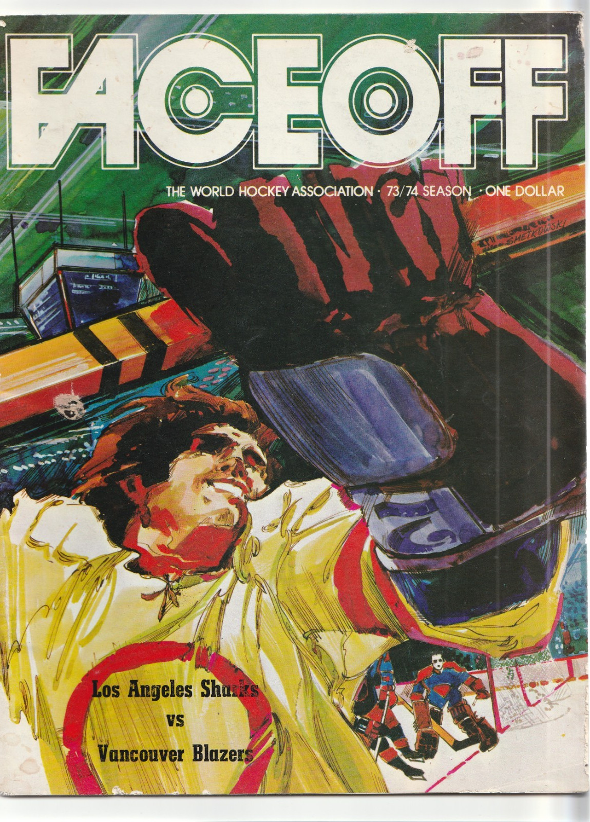 1973 Faceoff WHA Magazine/ LA Sharks vs Vancouver Blazers