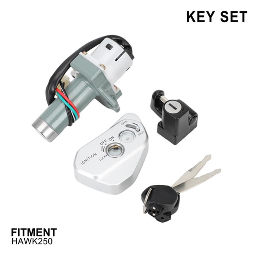 For Hawk250 Ignition Key Switch Motorcycle Outer Starter Key Set CNC Hawk250