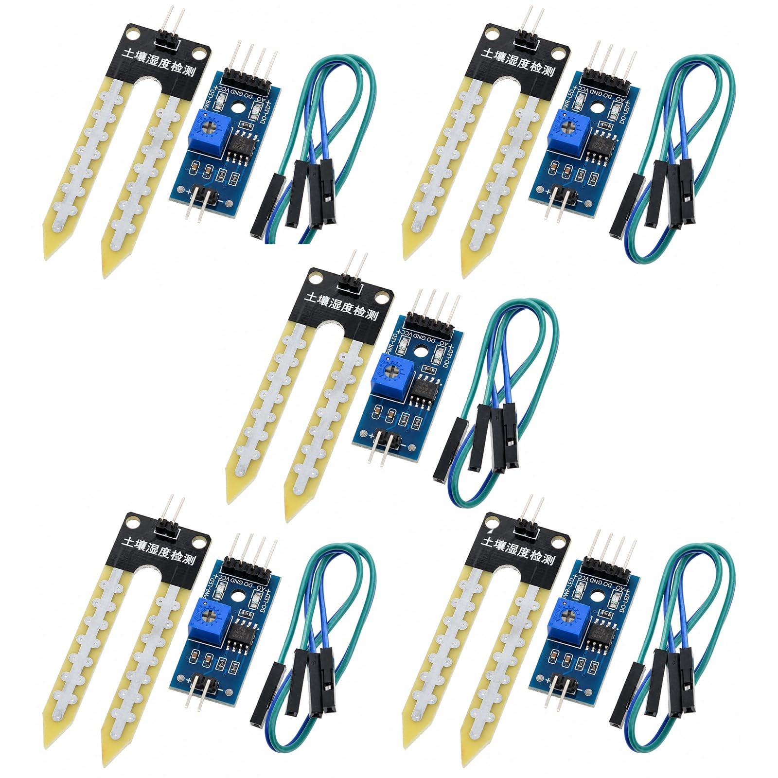hiBCTR 5 Packs Soil Moisture Sensor Module LM393 Chip Hygrometer Blue