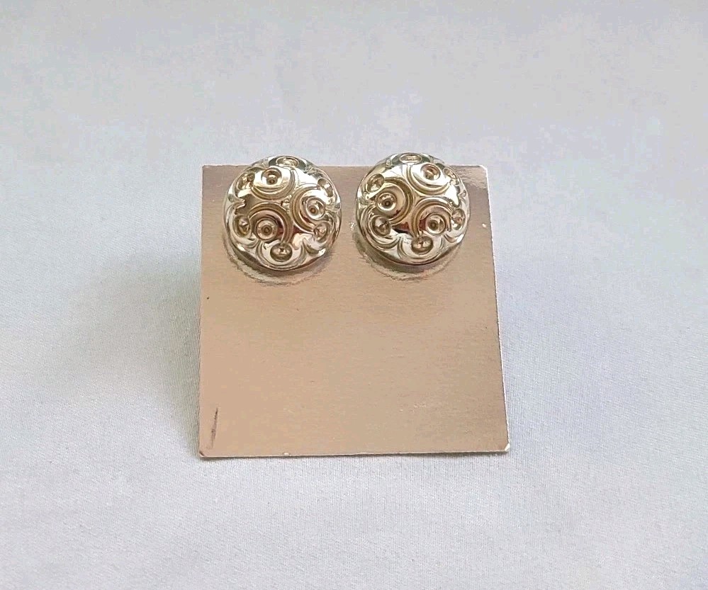 Vintage Earrings, Screw Back Fashion Earrings, Silver Tone